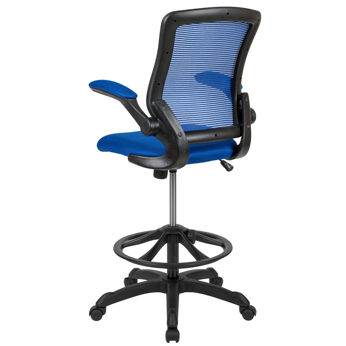 Mid-Back Mesh Ergonomic Drafting Chair with Adjustable Foot Ring and Flip-Up Arms