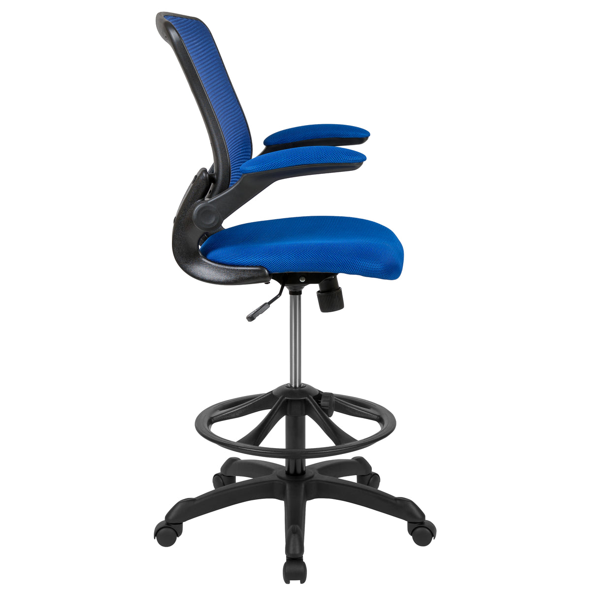 Mid-Back Mesh Ergonomic Drafting Chair with Adjustable Foot Ring and Flip-Up Arms