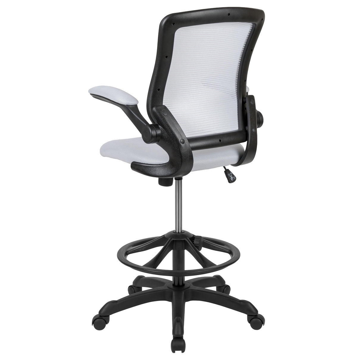 Mid-Back Mesh Ergonomic Drafting Chair with Adjustable Foot Ring and Flip-Up Arms
