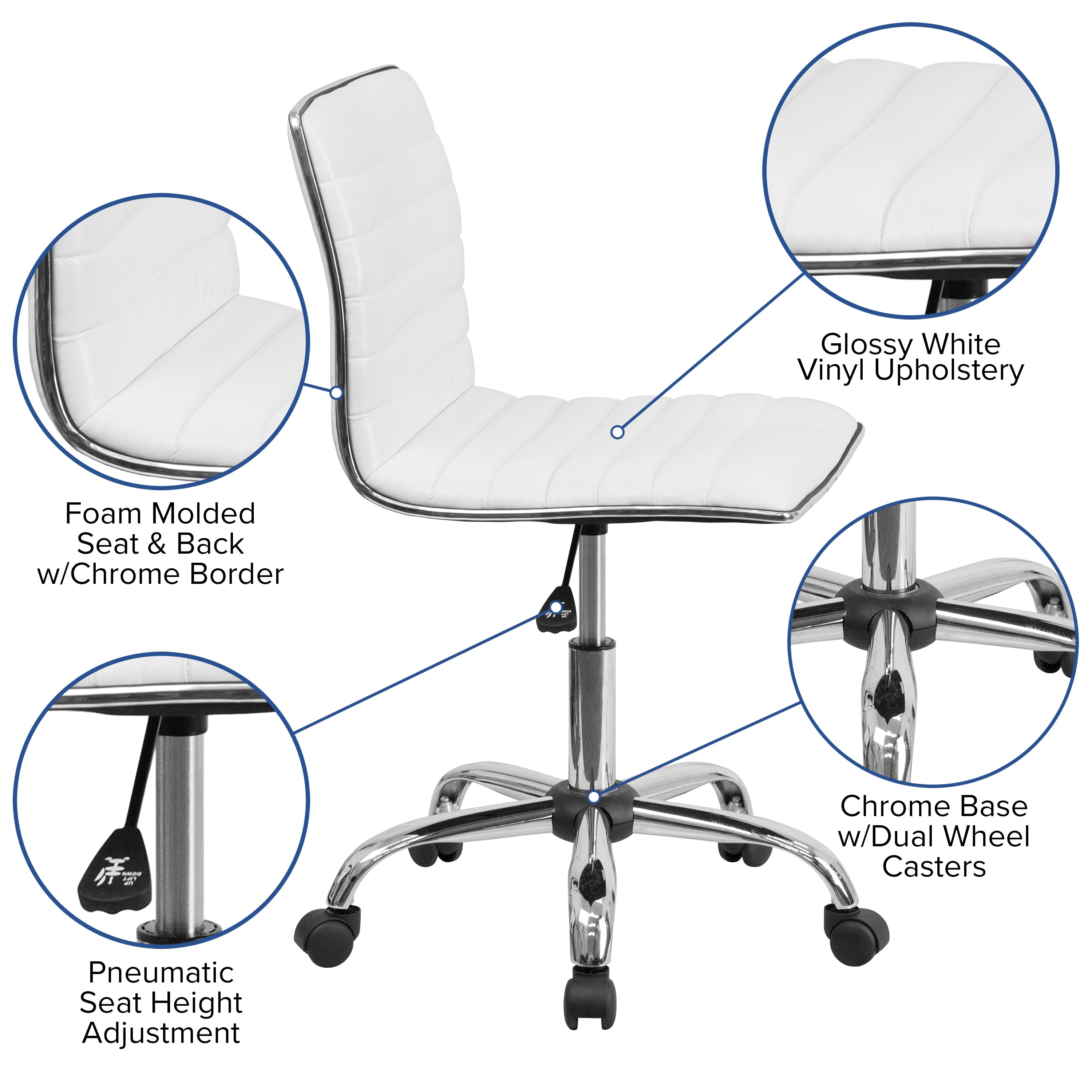 48" Wide Electric Height Adjustable Standing Desk with Designer Armless Ribbed Swivel Task Office Chair-Office Bundle - Adjustable Height Desk, Chair-Flash Furniture-Wall2Wall Furnishings