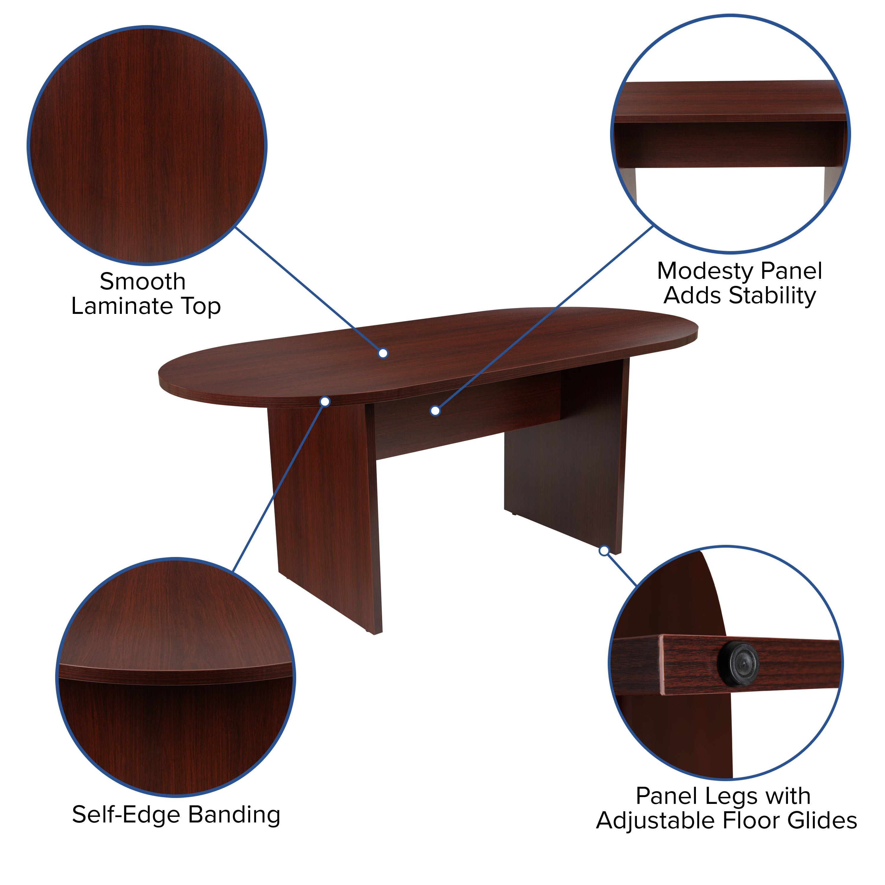 5 Piece Oval Conference Table Set with 4 LeatherSoft Executive Chairs-Office Bundle - Conference Table, Chair-Flash Furniture-Wall2Wall Furnishings