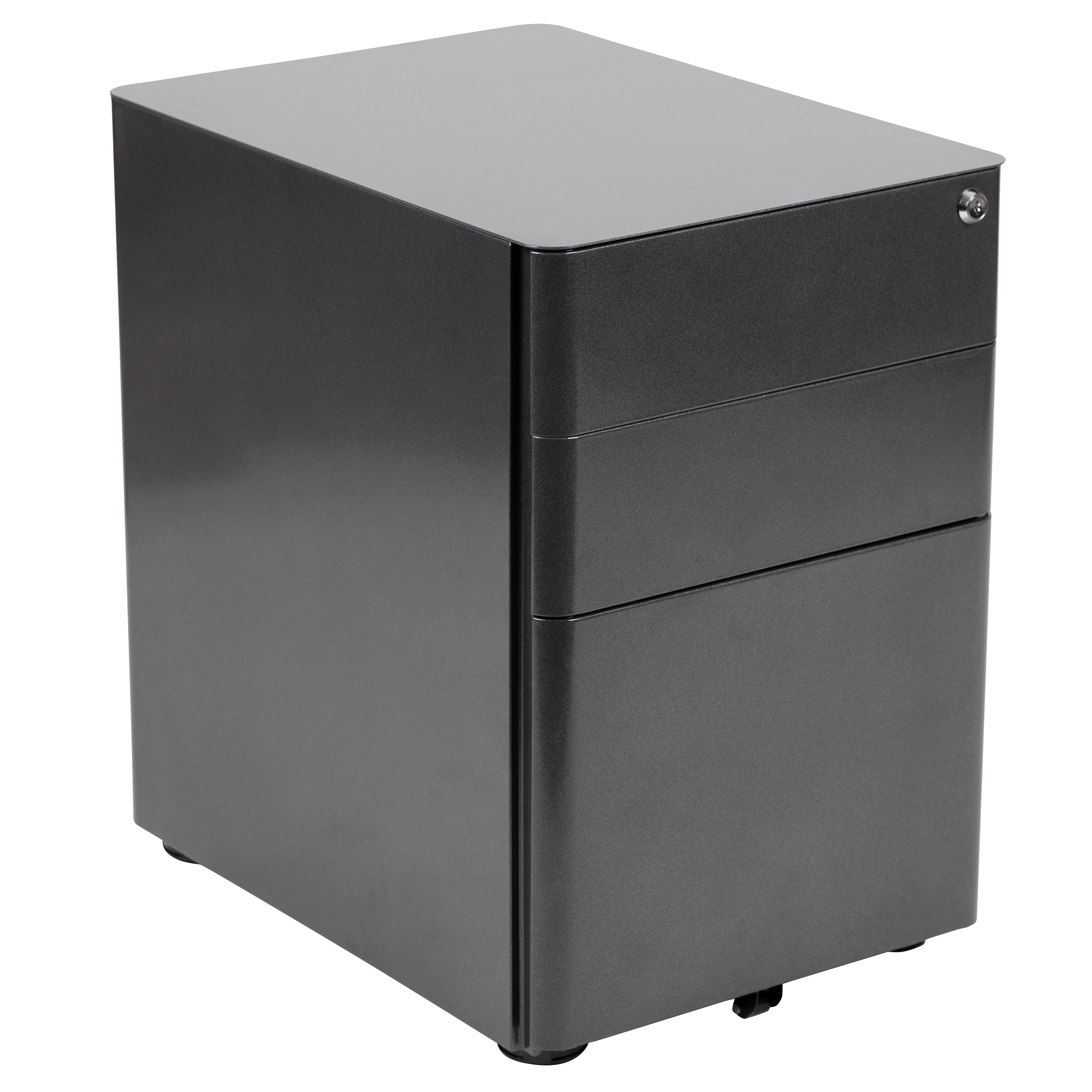 Work From Home Kit - Computer Desk, Ergonomic Mesh Office Chair and Locking Mobile Filing Cabinet with Side Handles