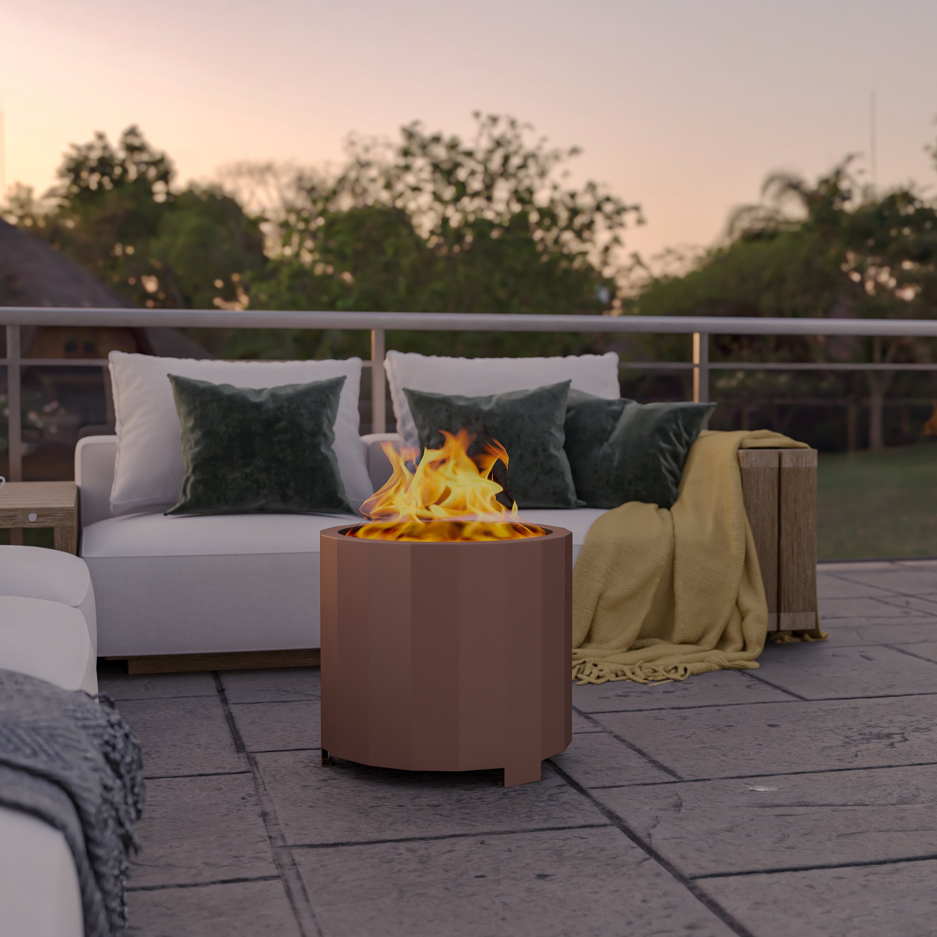 Titus Commercial Grade 19.5 inch Smokeless Outdoor Firepit, Natural Wood Burning Portable Fire Pit With Waterproof Cover-Outdoor FirePit-Flash Furniture-Wall2Wall Furnishings