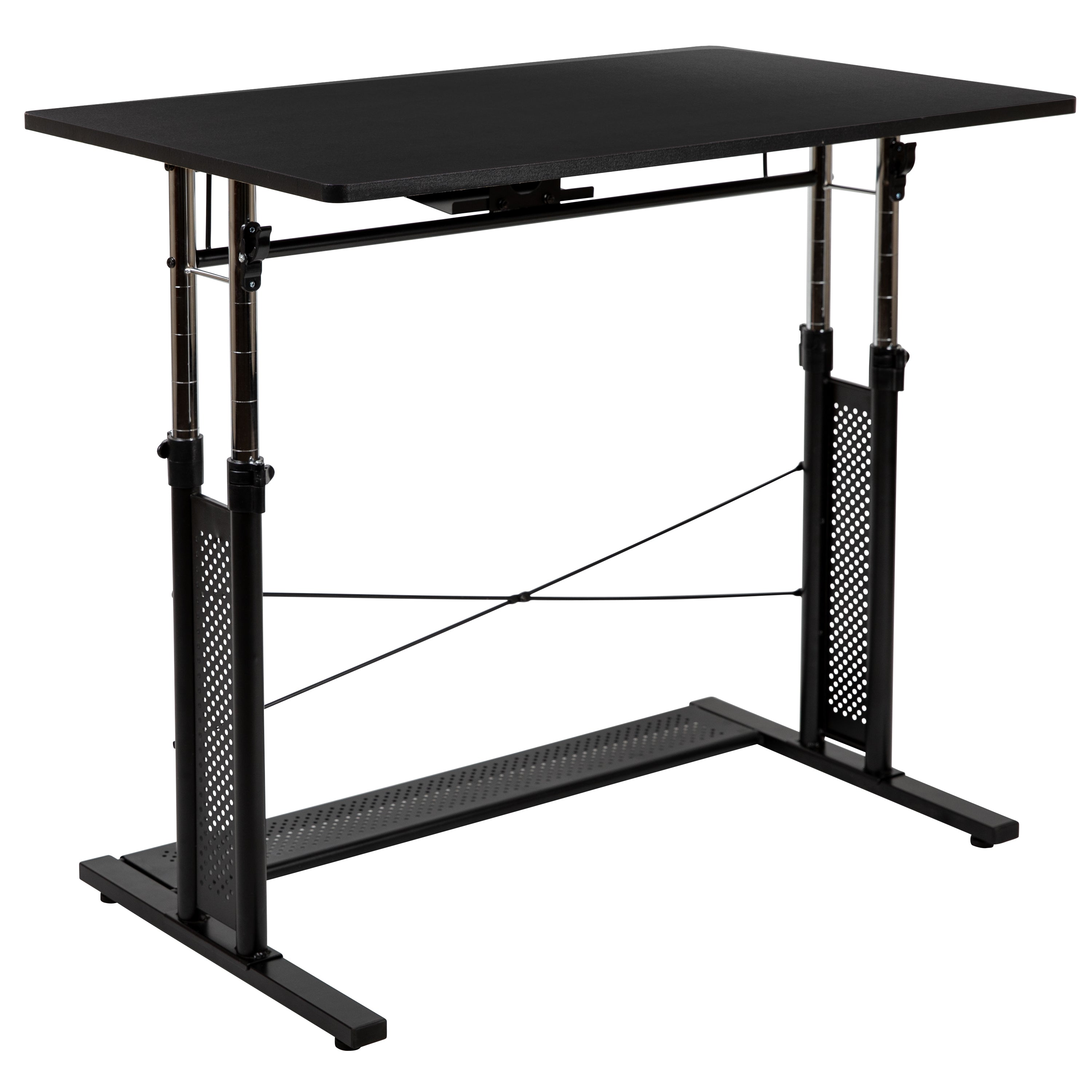 Work From Home Kit - Adjustable Computer Desk, Ergonomic Mesh Office Chair and Locking Mobile Filing Cabinet with Side Handles