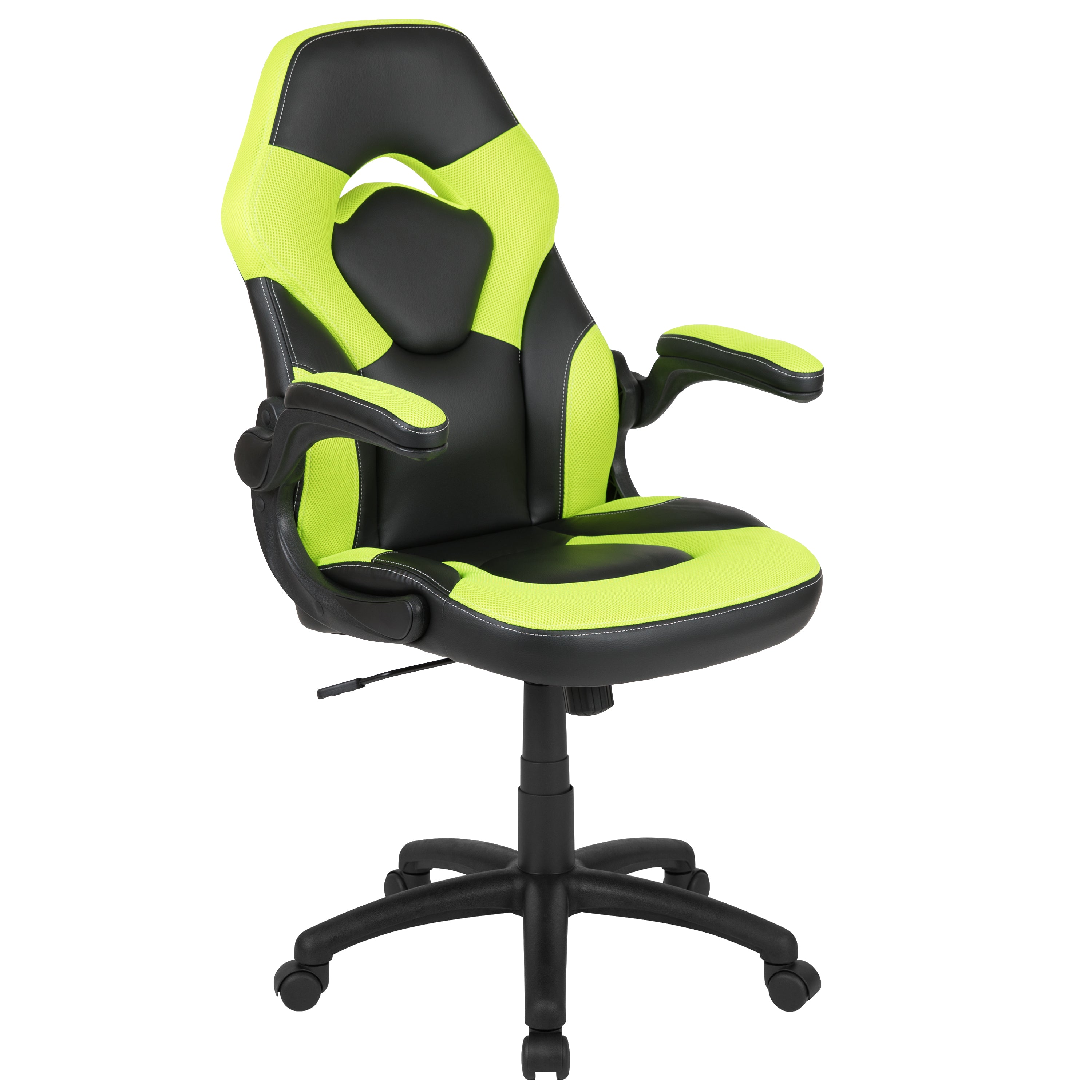 Gaming Desk and Racing Chair Set with Cup Holder, Headphone Hook and Removable Mouse Pad Top - 2 Wire Management Holes