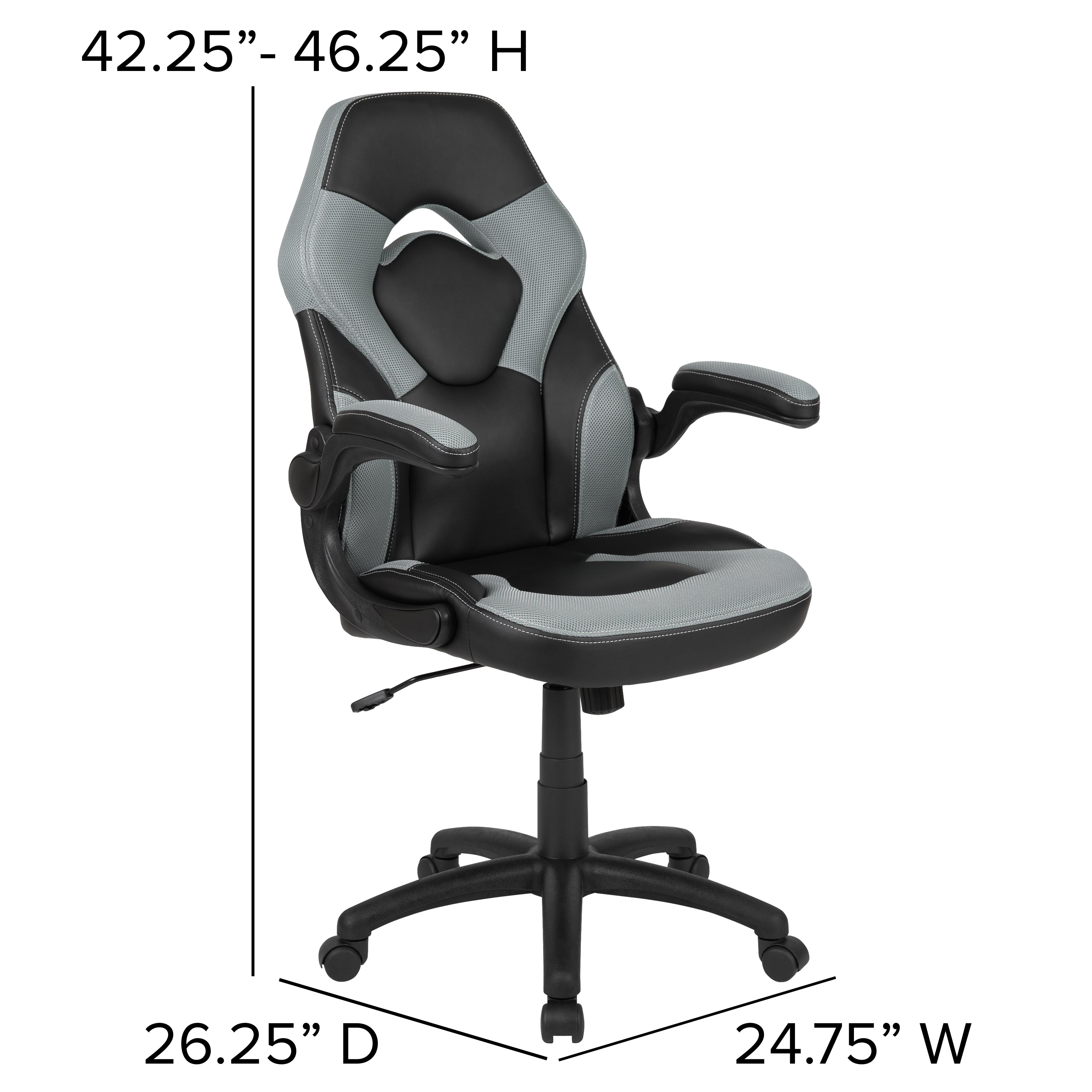 Gaming Desk and Racing Chair Set with Cup Holder, Headphone Hook and Removable Mouse Pad Top - 2 Wire Management Holes
