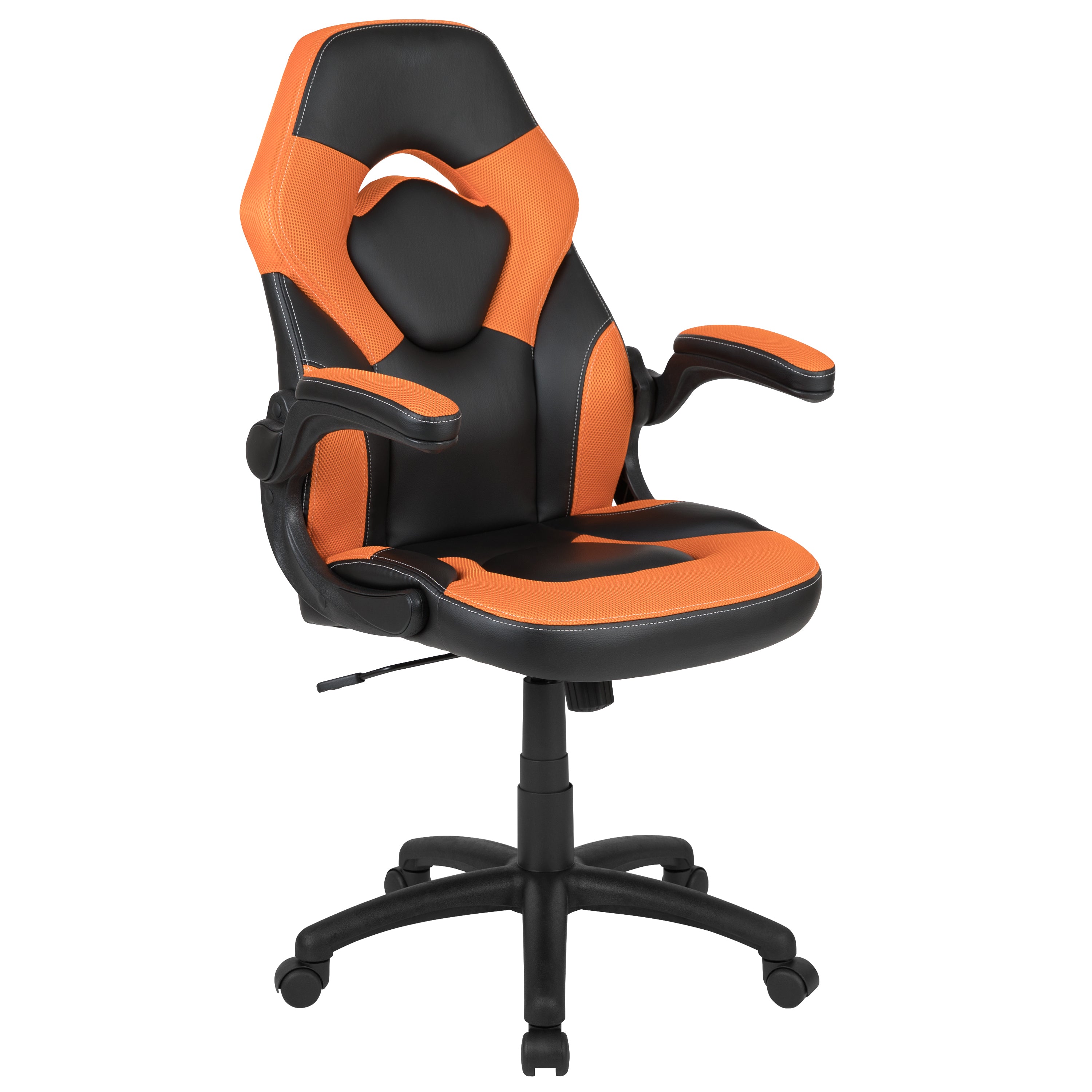 Gaming Desk and Racing Chair Set with Cup Holder, Headphone Hook and Removable Mouse Pad Top - 2 Wire Management Holes