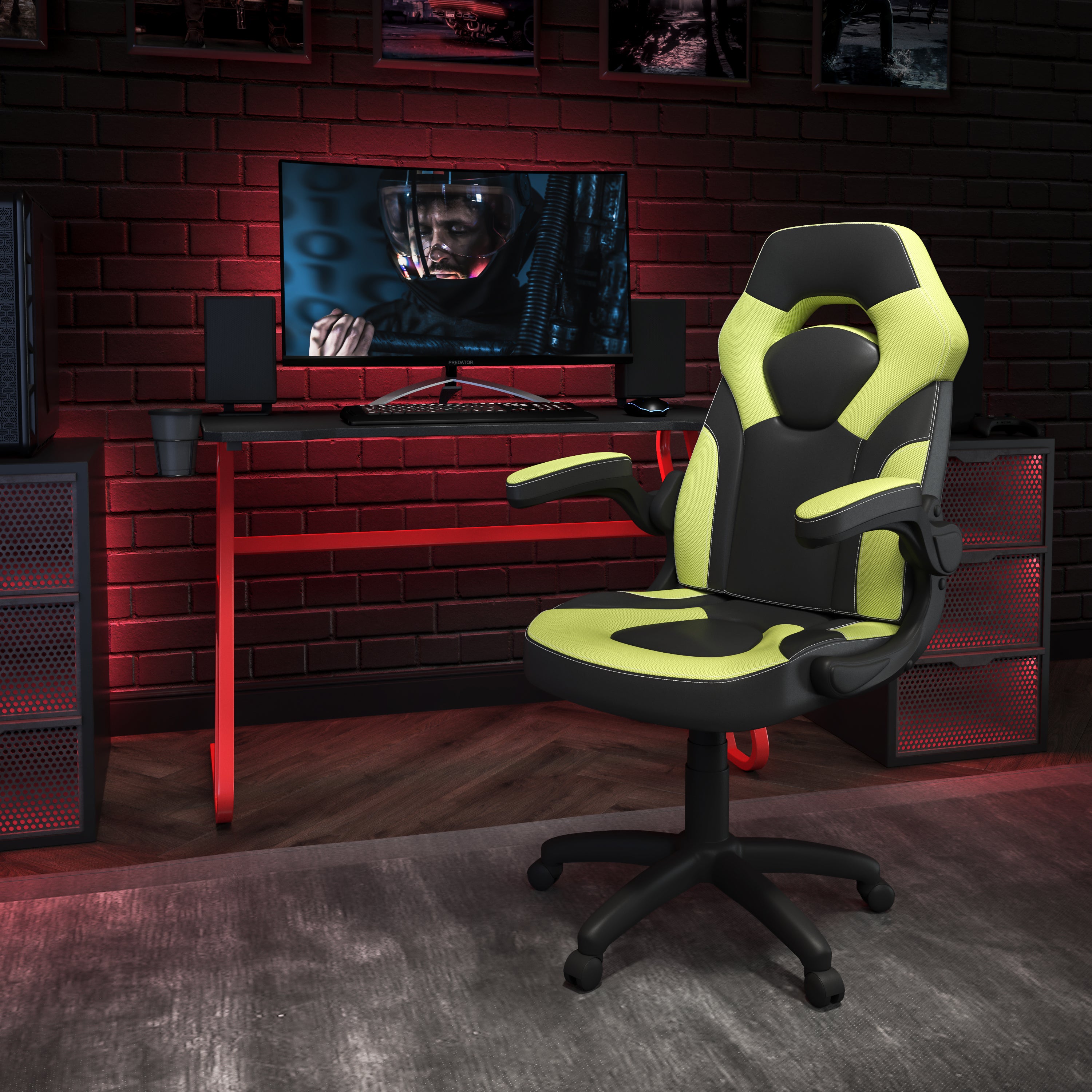 Gaming Desk and Racing Chair Set with Cup Holder and Headphone Hook-Desk & Chair Set-Flash Furniture-Wall2Wall Furnishings