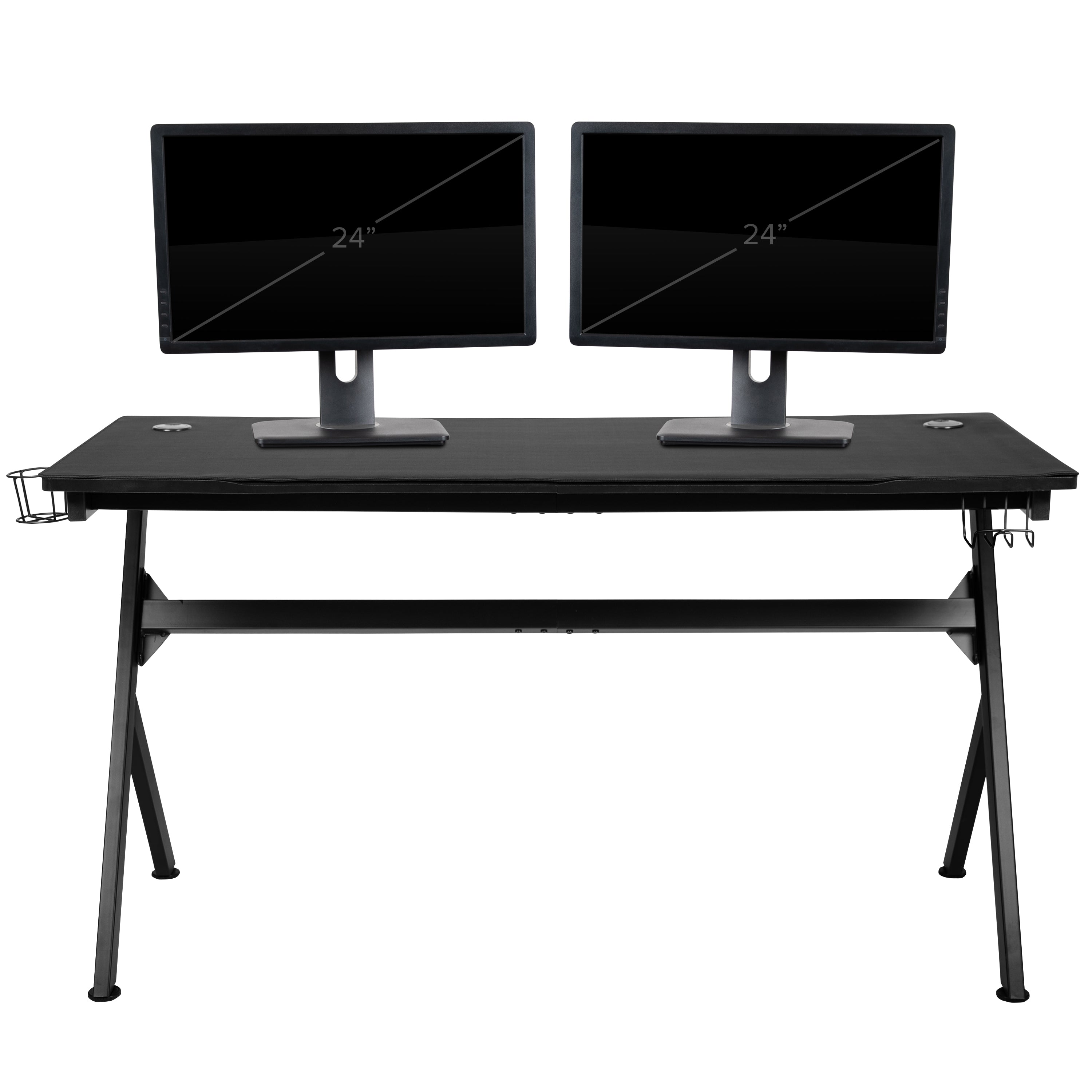 Gaming Desk and Reclining Gaming Chair Set with Cup Holder, Headphone Hook & Removable Mouse Pad Top - Wire Management