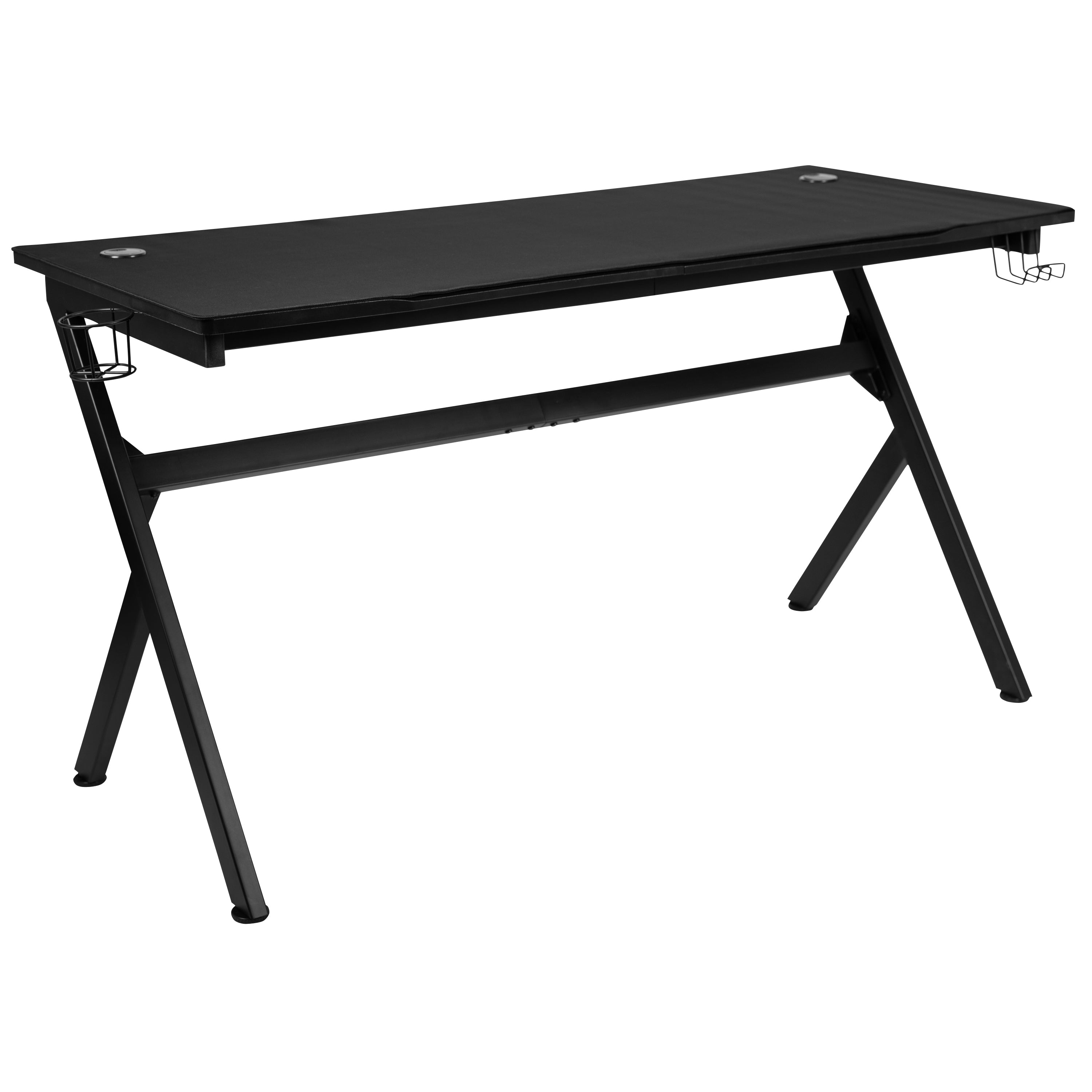 Gaming Desk and Reclining Gaming Chair Set with Cup Holder, Headphone Hook & Removable Mouse Pad Top - Wire Management