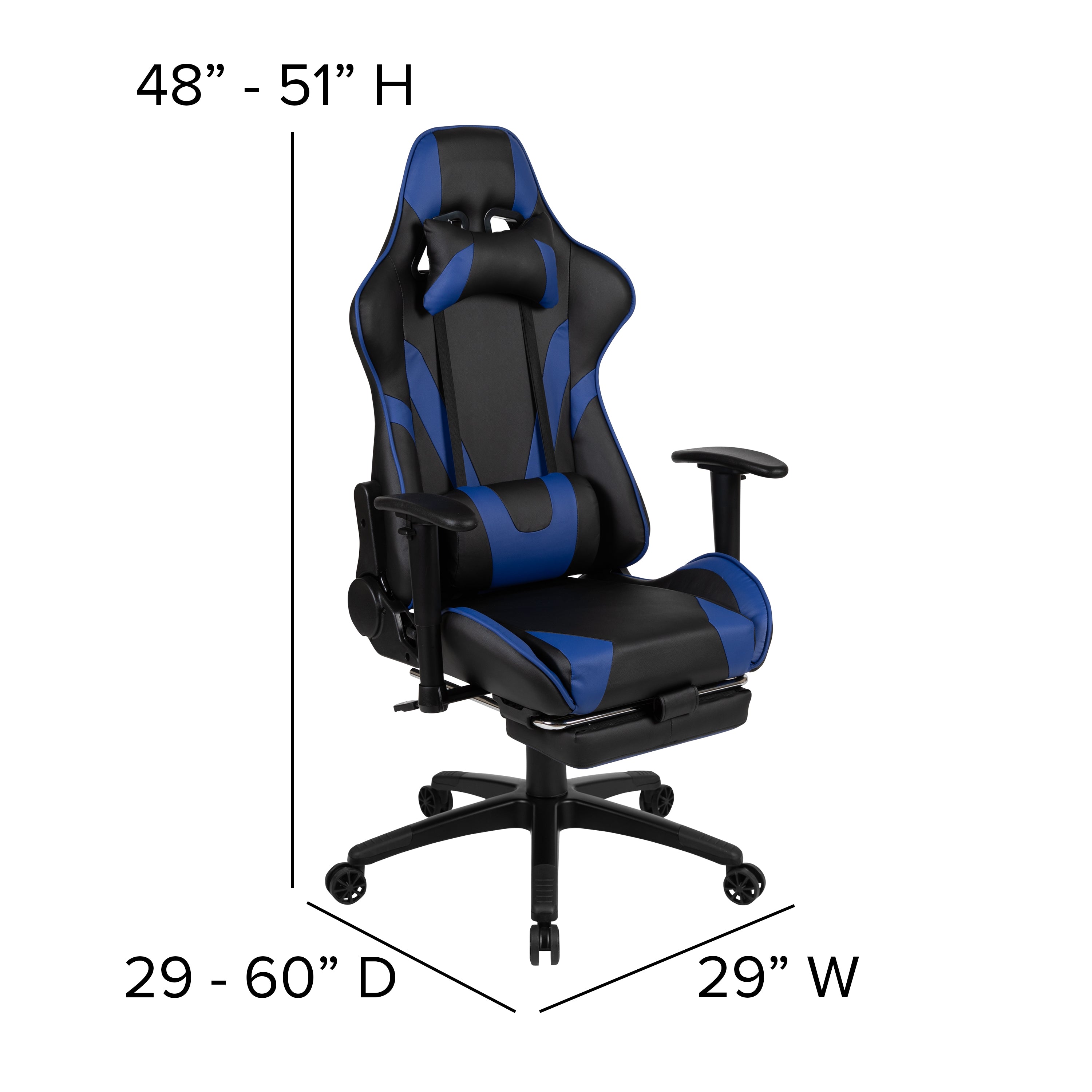 Gaming Desk and Footrest Reclining Gaming Chair Set with Cup Holder, Headphone Hook & 2 Wire Management Holes