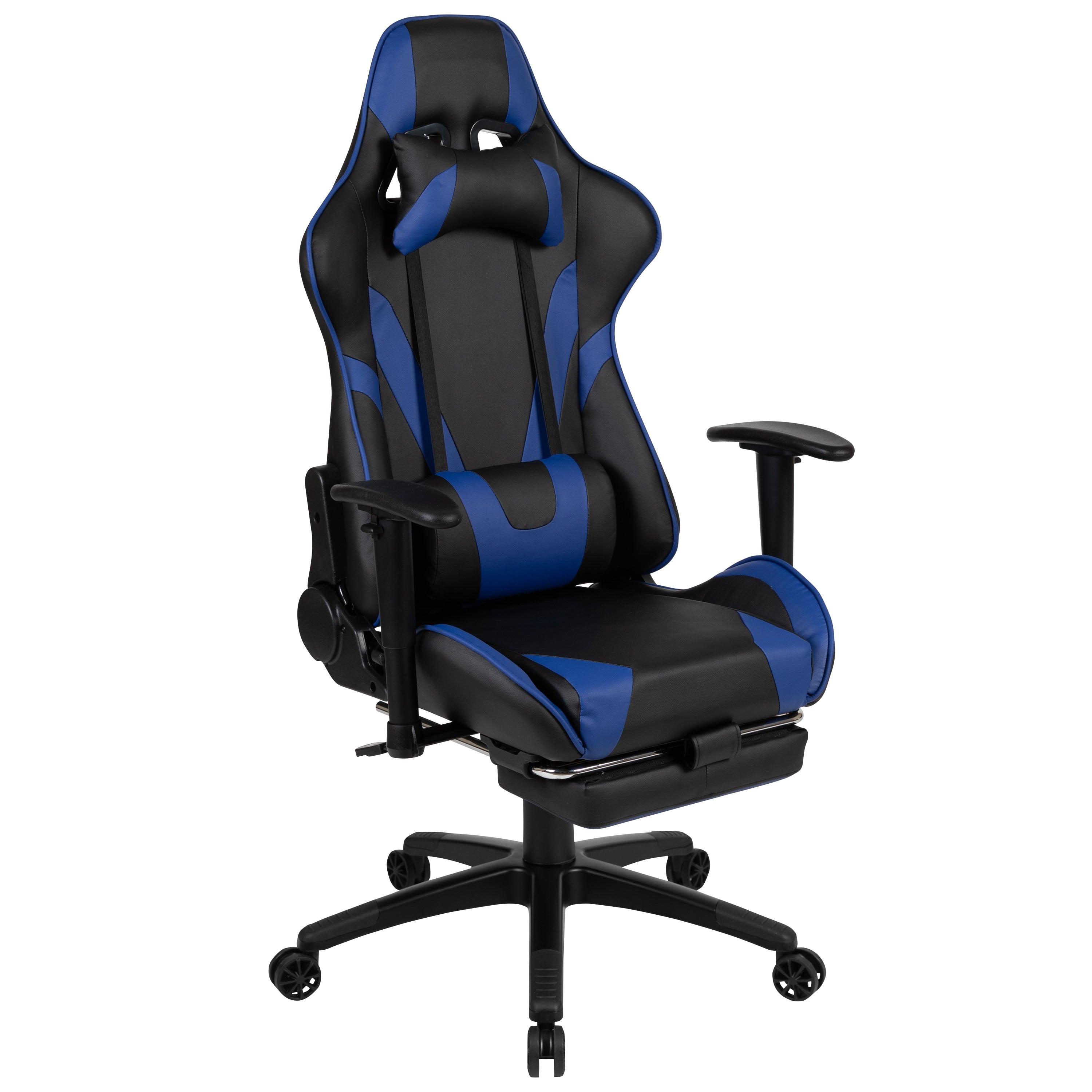 Gaming Desk and Footrest Reclining Gaming Chair Set with Cup Holder, Headphone Hook & 2 Wire Management Holes