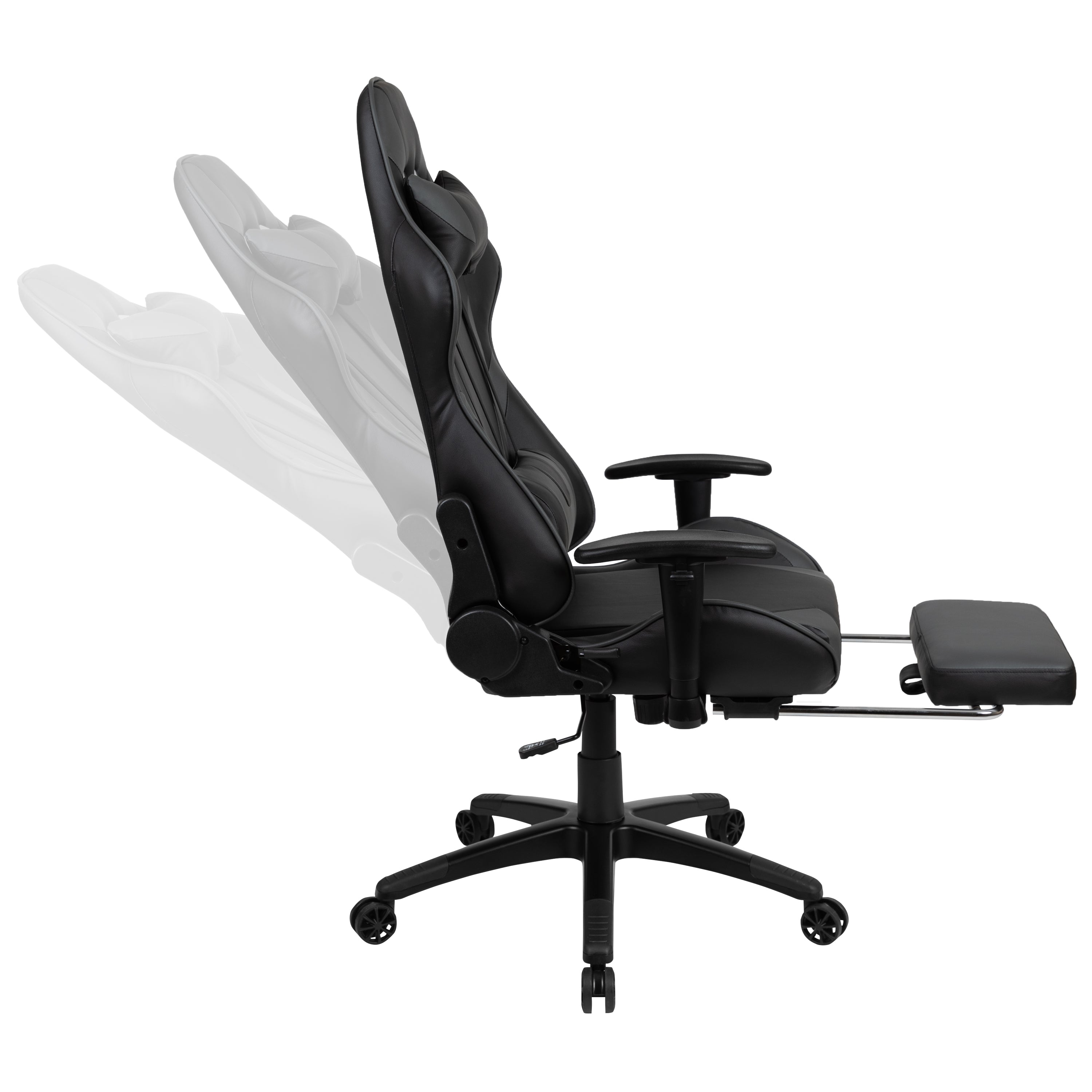 Gaming Desk and Footrest Reclining Gaming Chair Set with Cup Holder, Headphone Hook & 2 Wire Management Holes