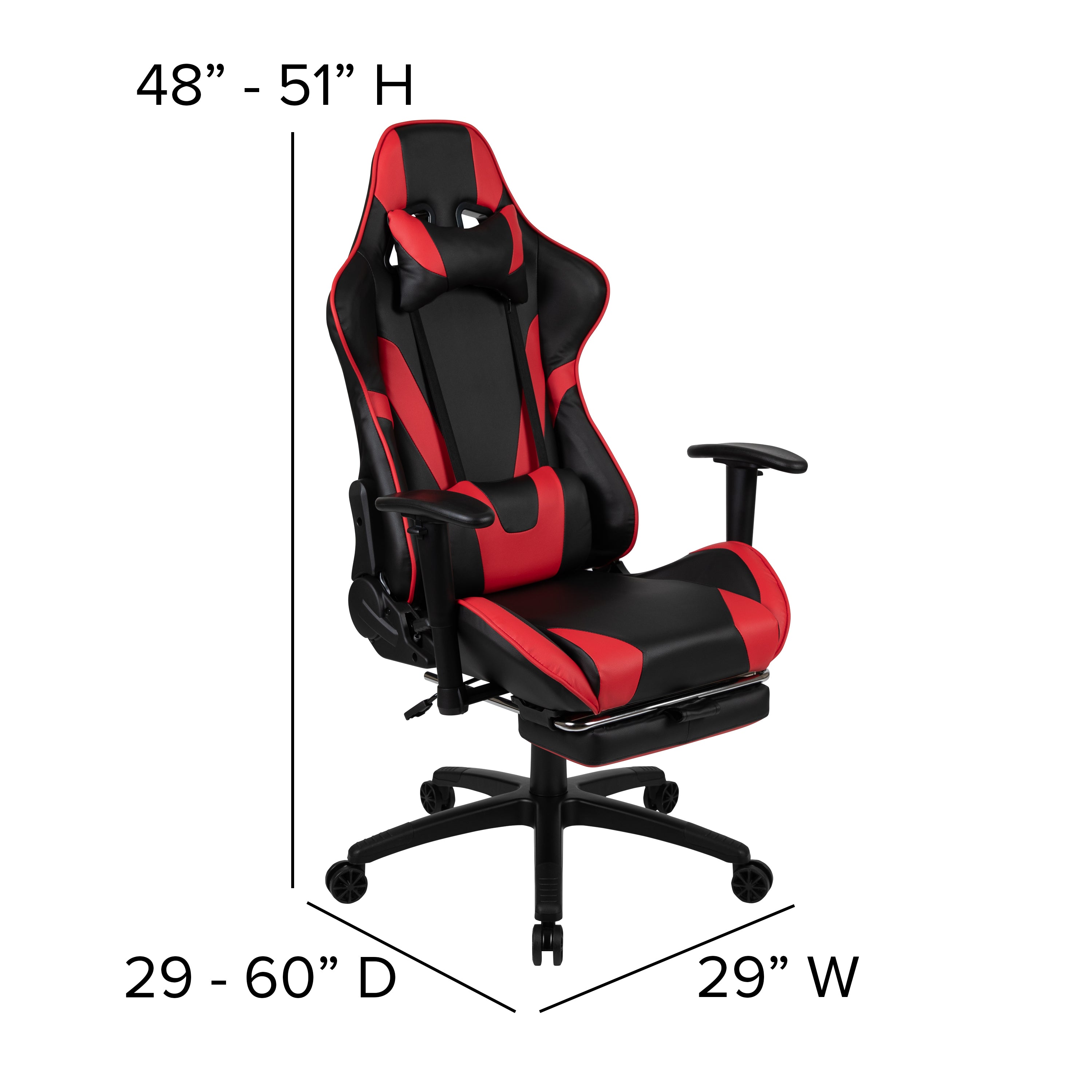 Gaming Desk and Footrest Reclining Gaming Chair Set with Cup Holder, Headphone Hook & 2 Wire Management Holes