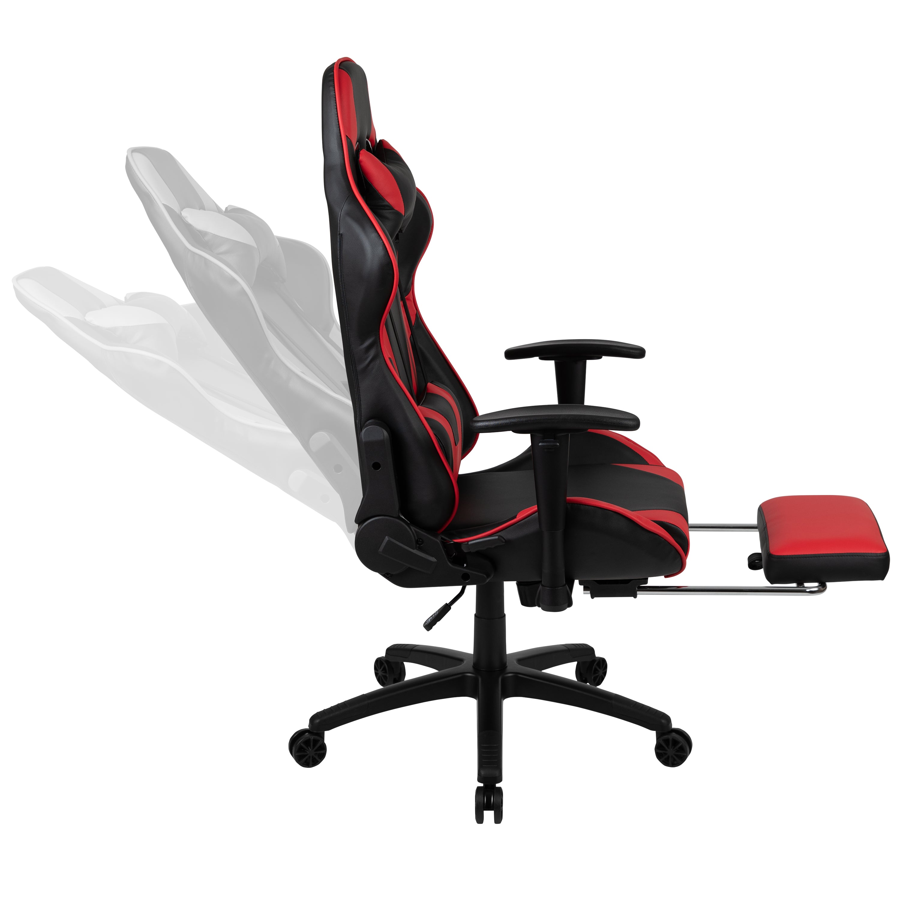 Gaming Desk and Footrest Reclining Gaming Chair Set with Cup Holder, Headphone Hook & 2 Wire Management Holes