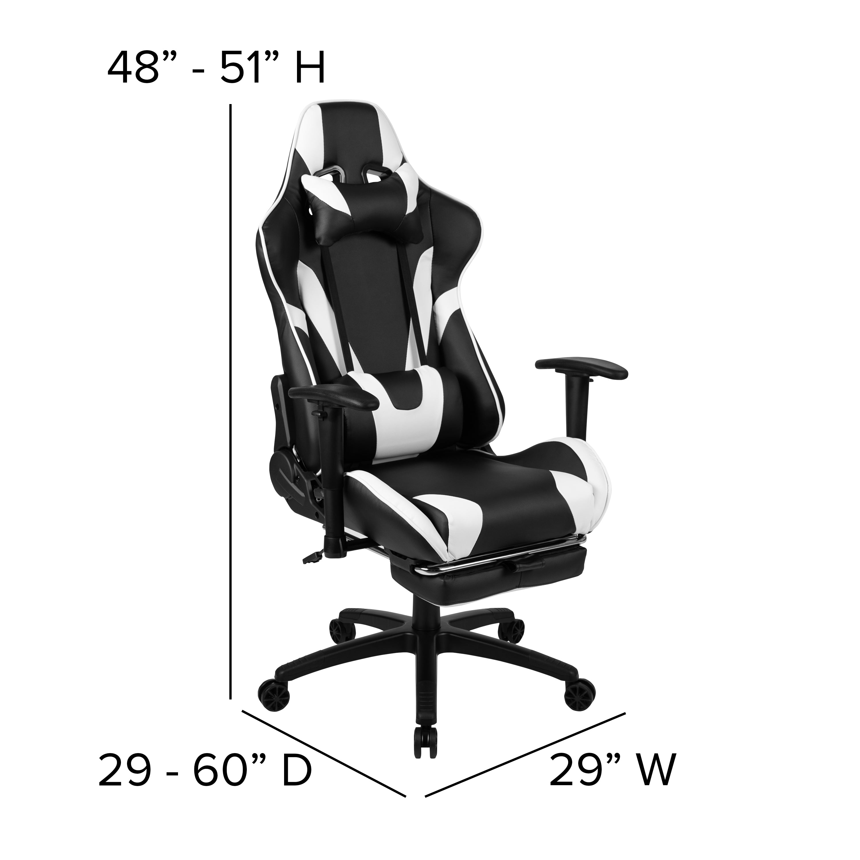 Gaming Desk and Footrest Reclining Gaming Chair Set - Cup Holder/Headphone Hook/Removable Mouse Pad Top/Wire Management