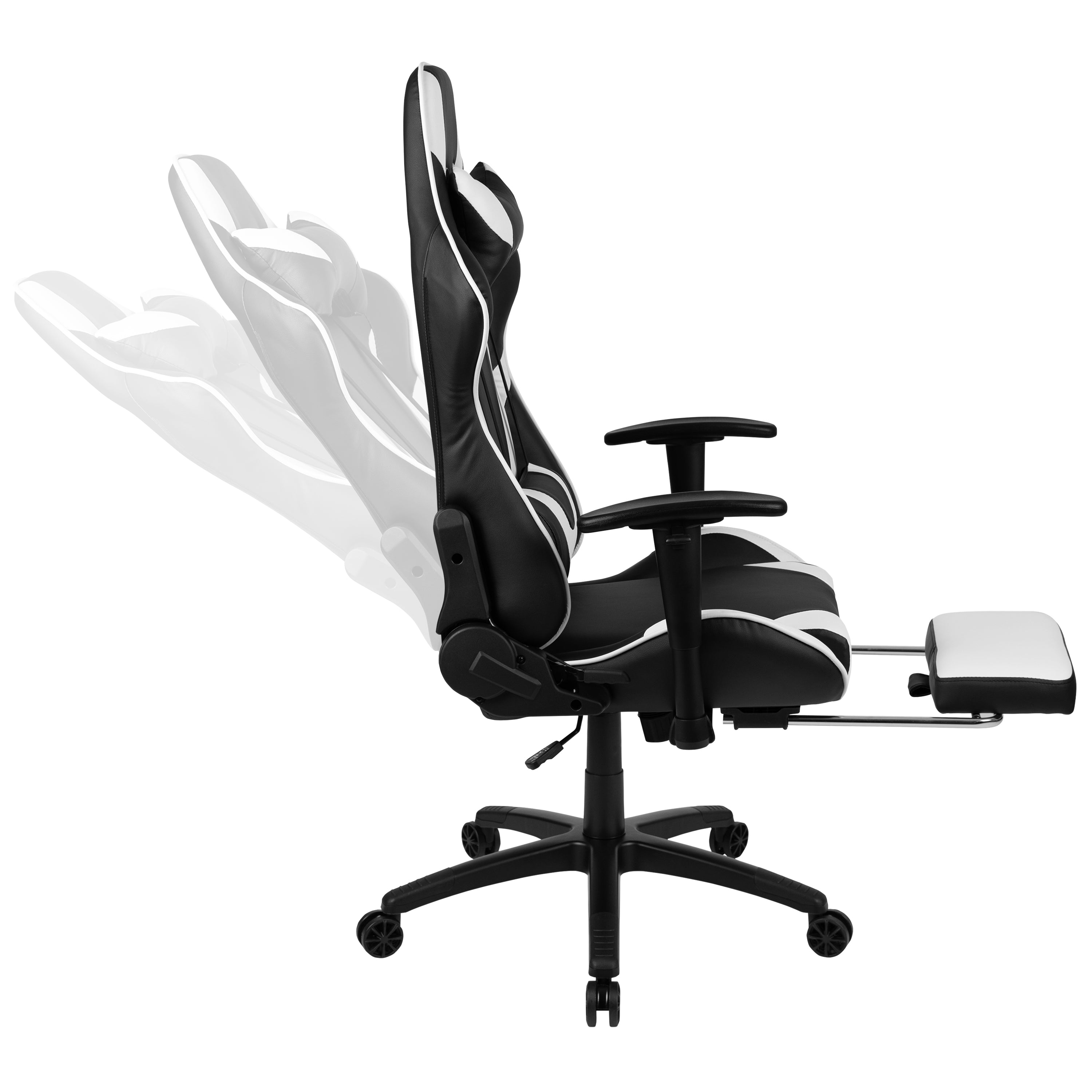 Gaming Desk and Footrest Reclining Gaming Chair Set - Cup Holder/Headphone Hook/Removable Mouse Pad Top/Wire Management
