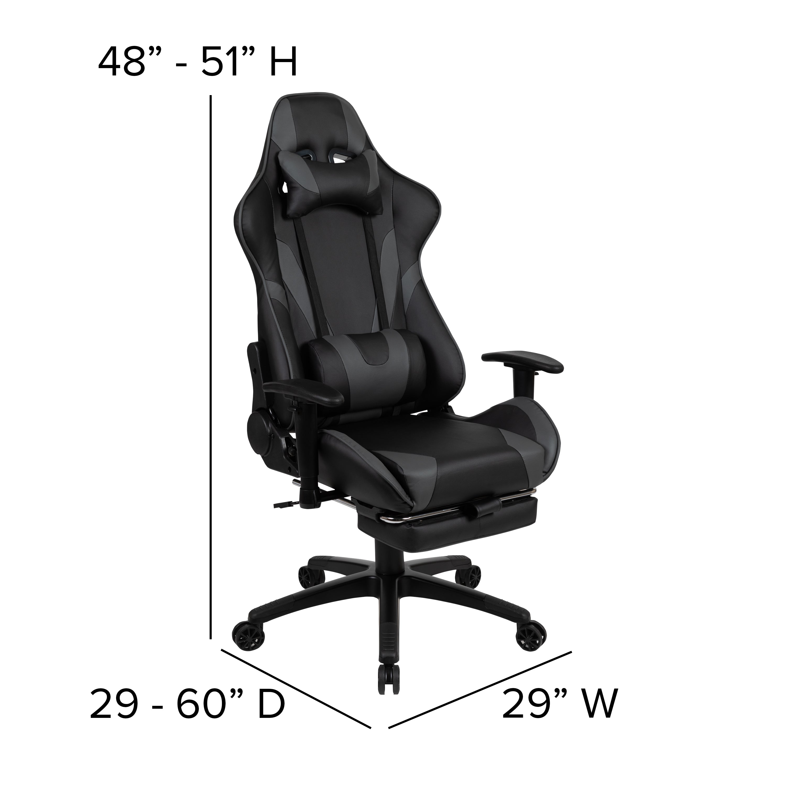 Gaming Desk and Footrest Reclining Gaming Chair Set with Cup Holder, Headphone Hook, and Monitor/Smartphone Stand