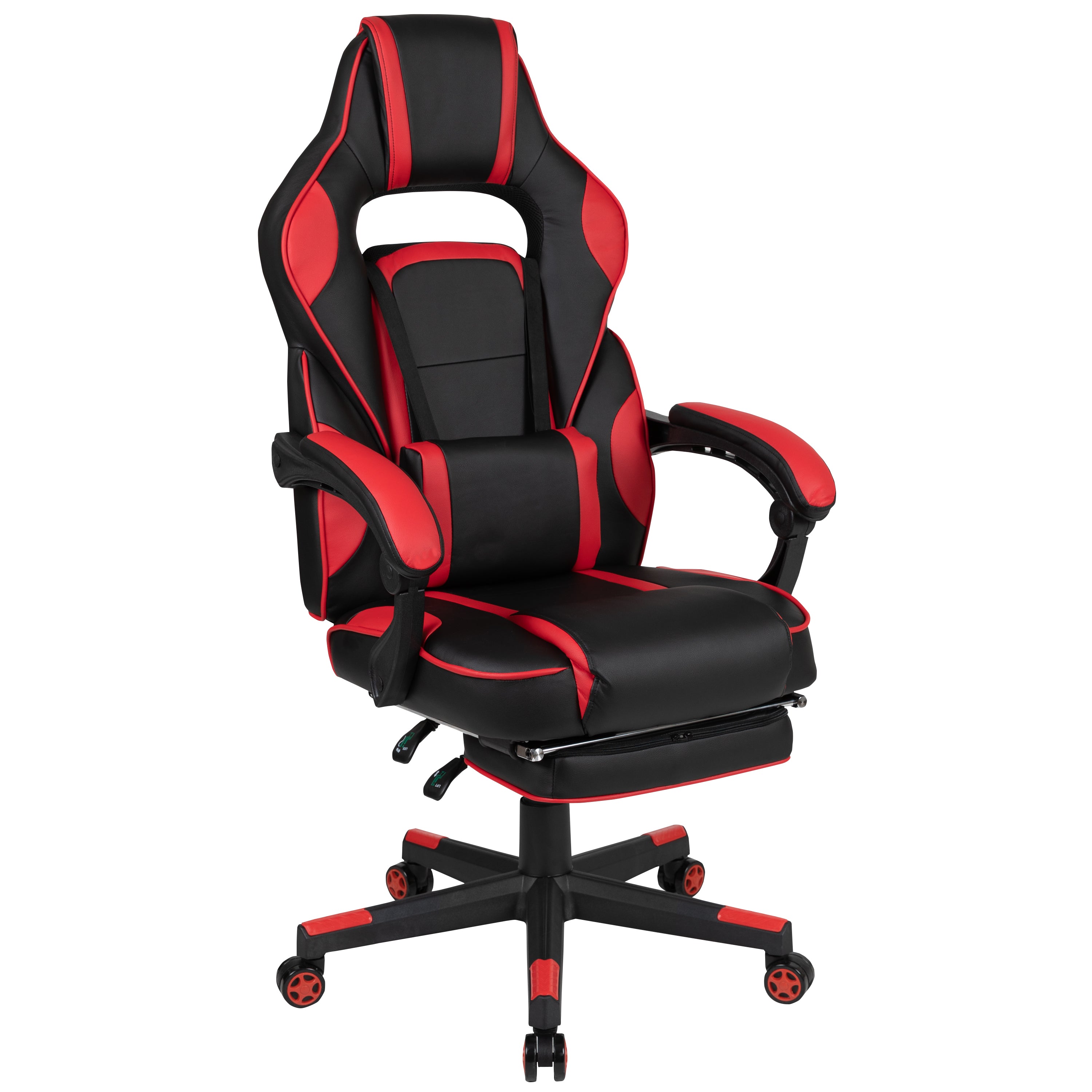 Gaming Desk with Cup Holder/Headphone Hook/2 Wire Management Holes & Reclining Back/Arms Gaming Chair with Footrest