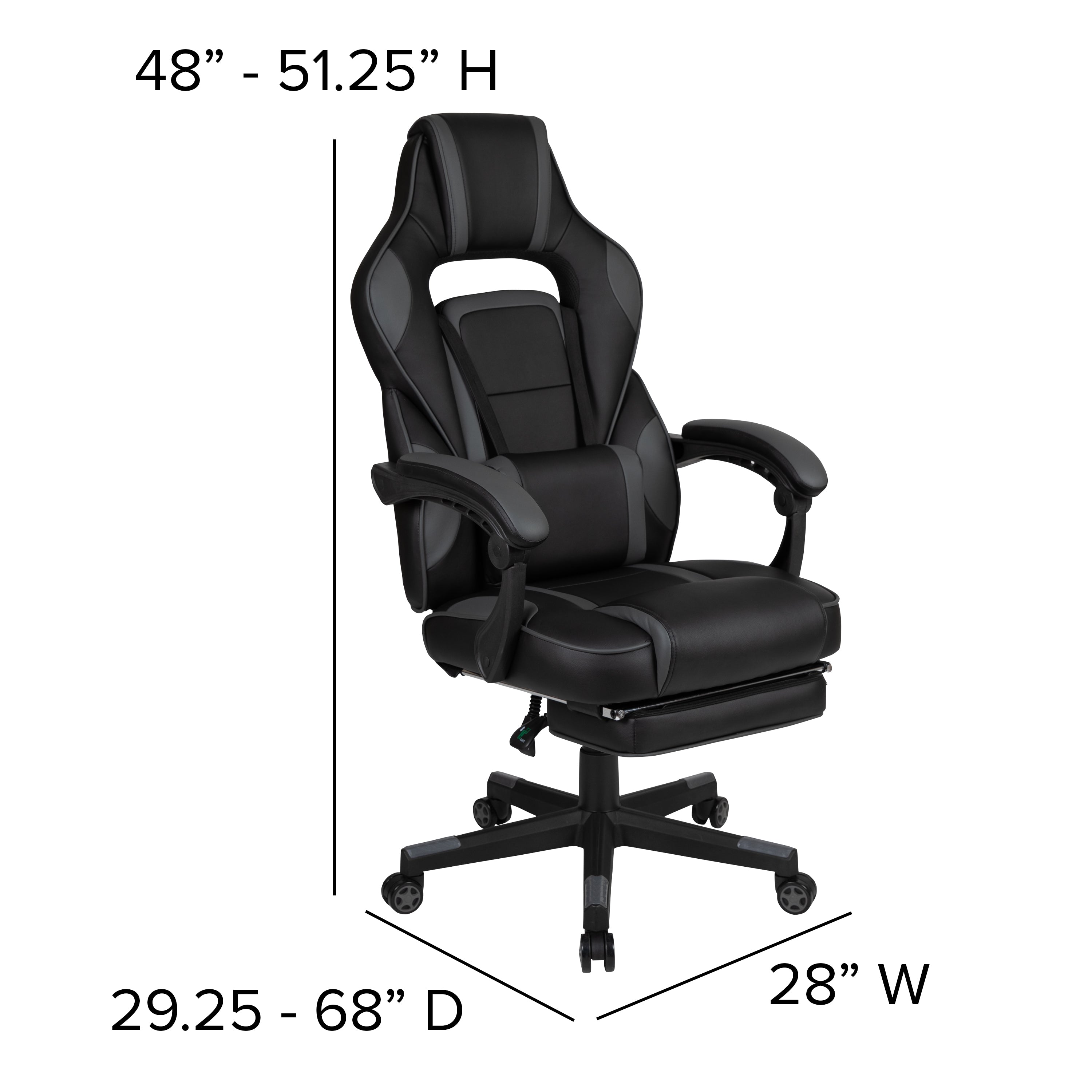 Gaming Desk with Cup Holder/Headphone Hook & Reclining Back/Arms Gaming Chair with Footrest