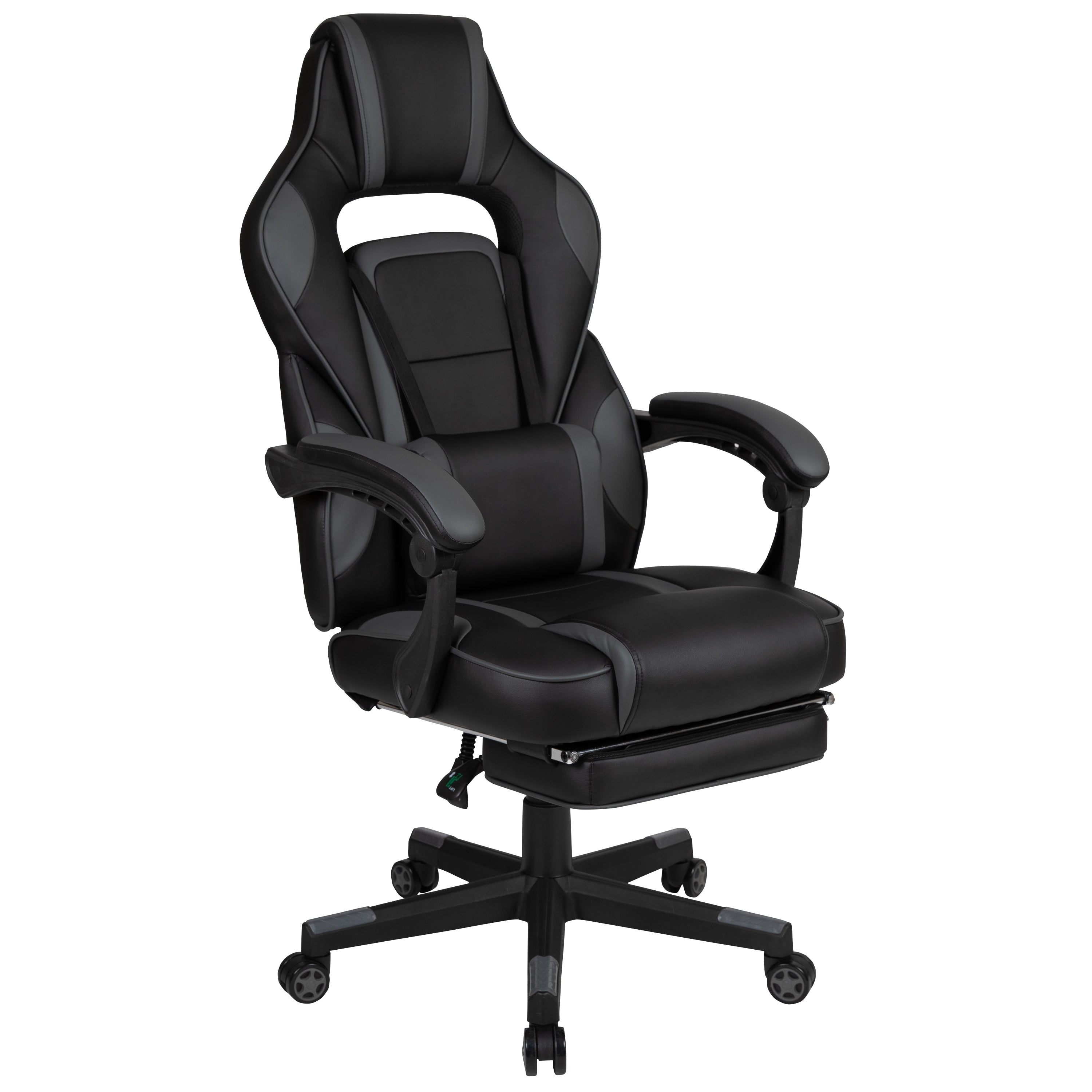 Gaming Desk with Cup Holder/Headphone Hook & Reclining Back/Arms Gaming Chair with Footrest
