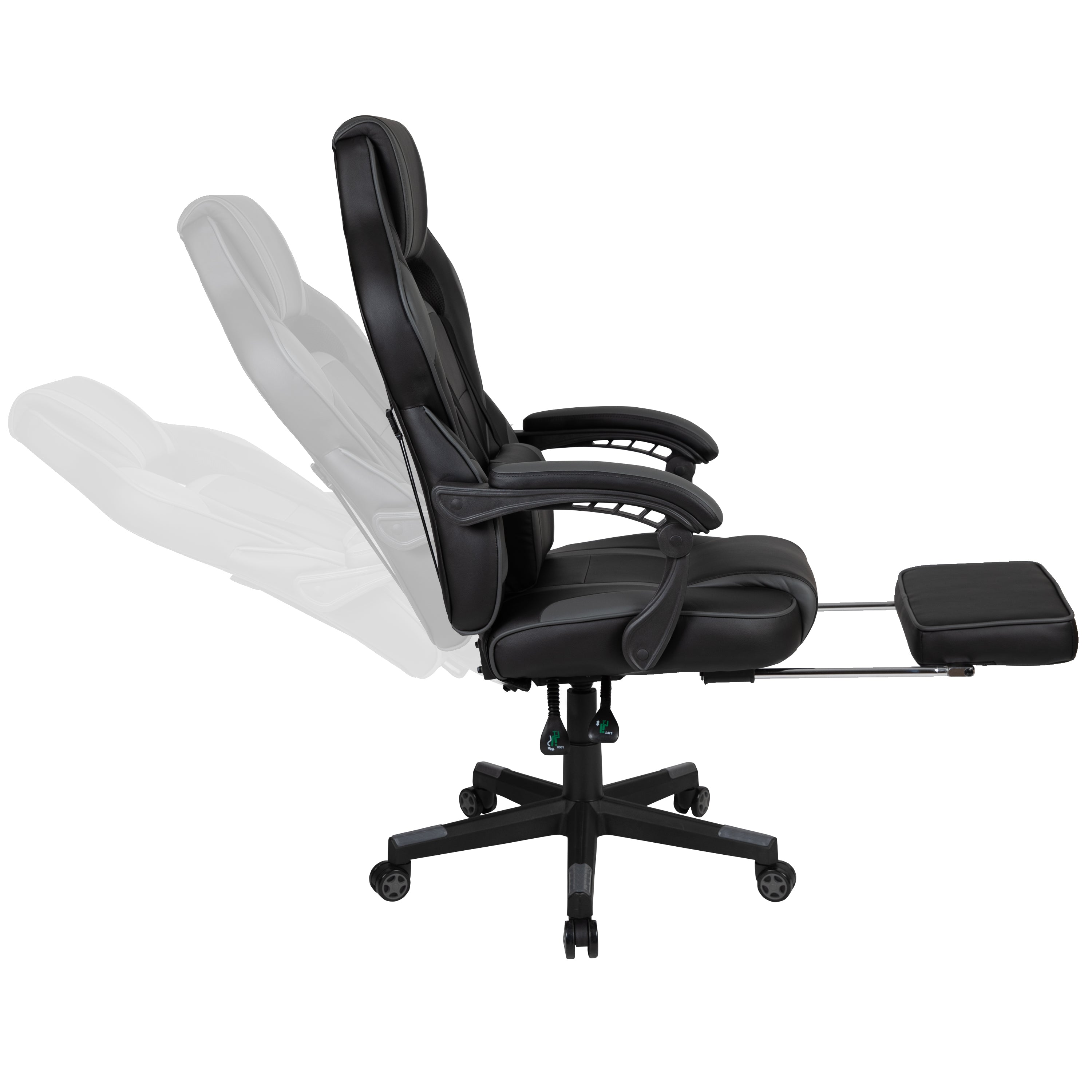 Gaming Desk with Cup Holder/Headphone Hook & Reclining Back/Arms Gaming Chair with Footrest