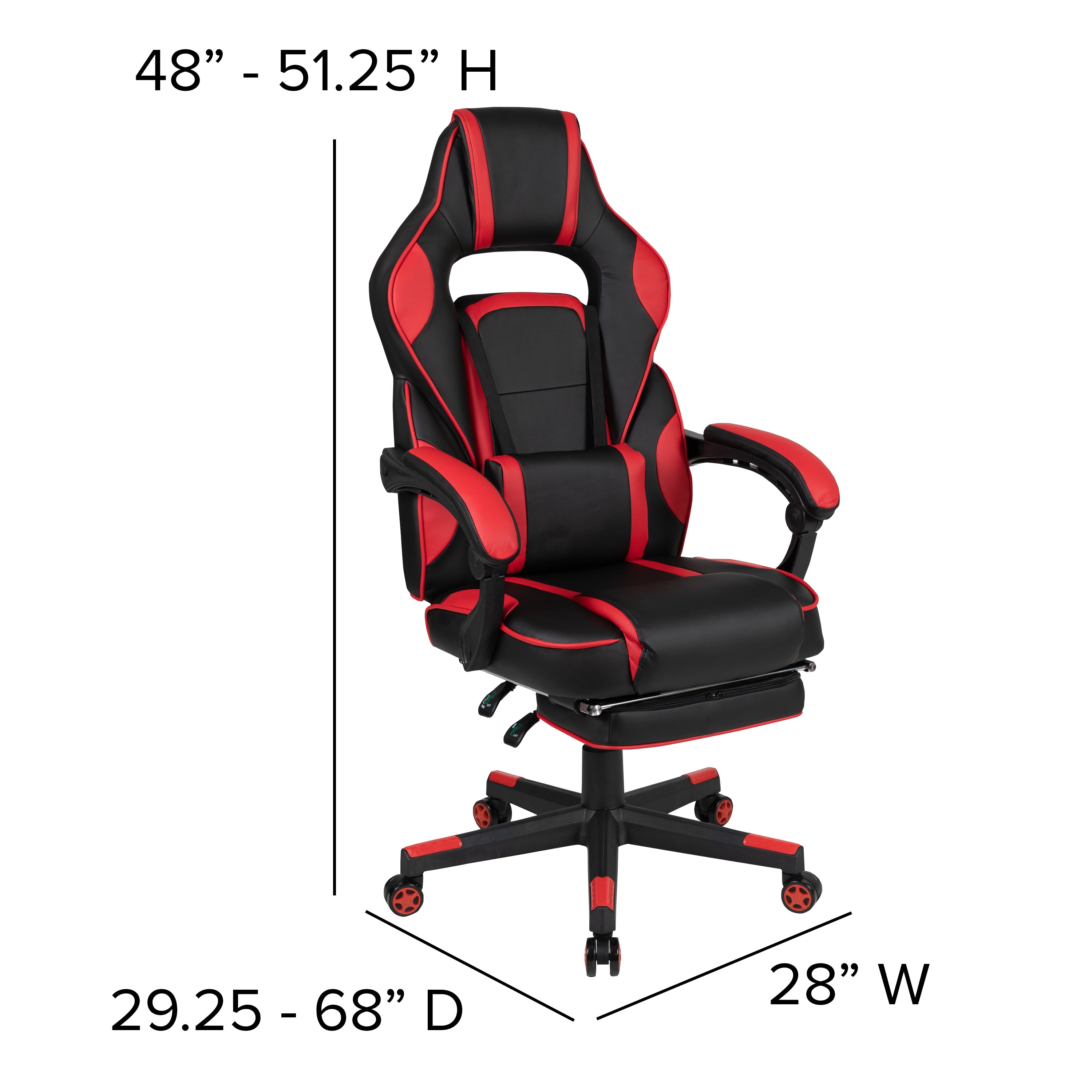 Gaming Desk with Cup Holder/Headphone Hook & Reclining Back/Arms Gaming Chair with Footrest