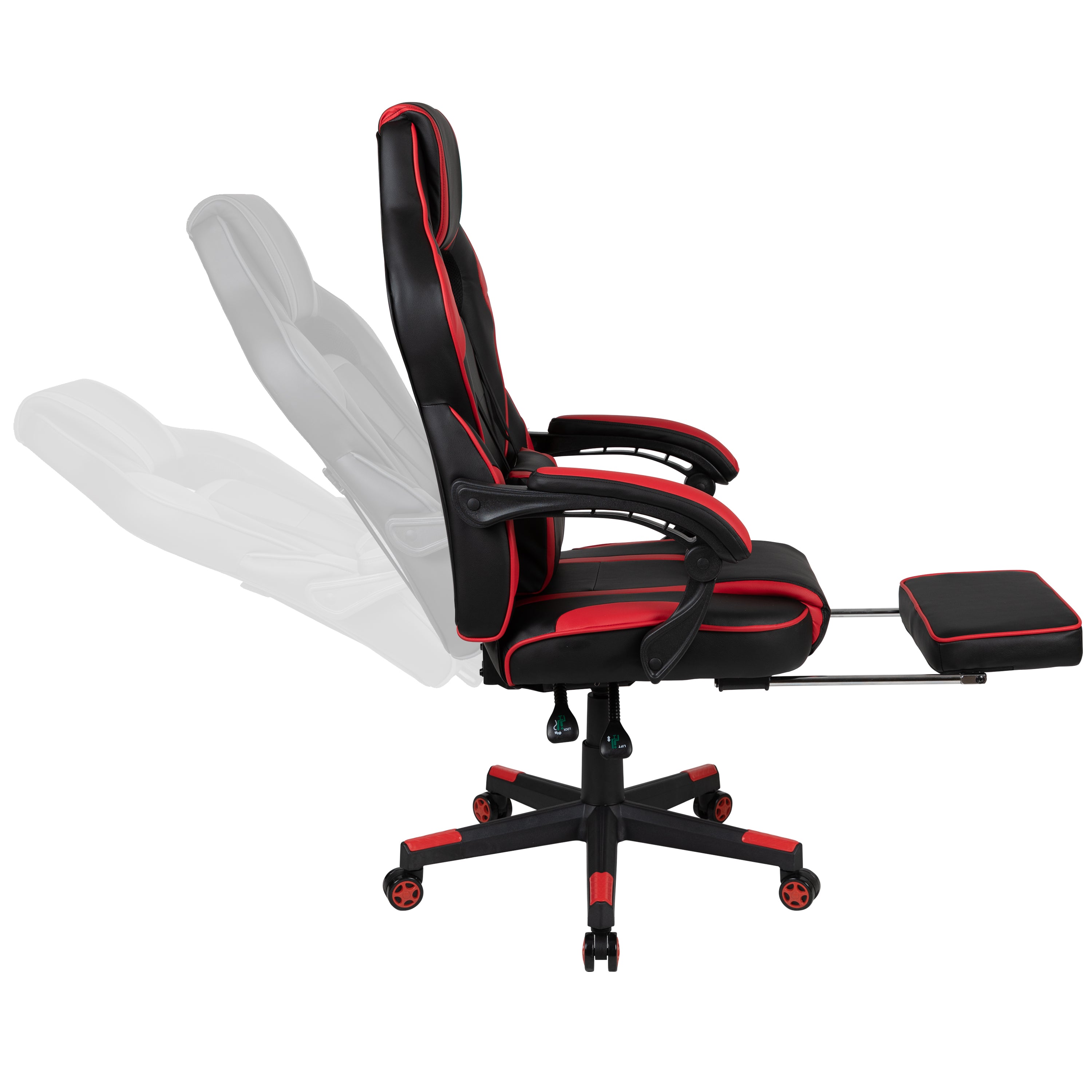 Gaming Desk with Cup Holder/Headphone Hook & Reclining Back/Arms Gaming Chair with Footrest