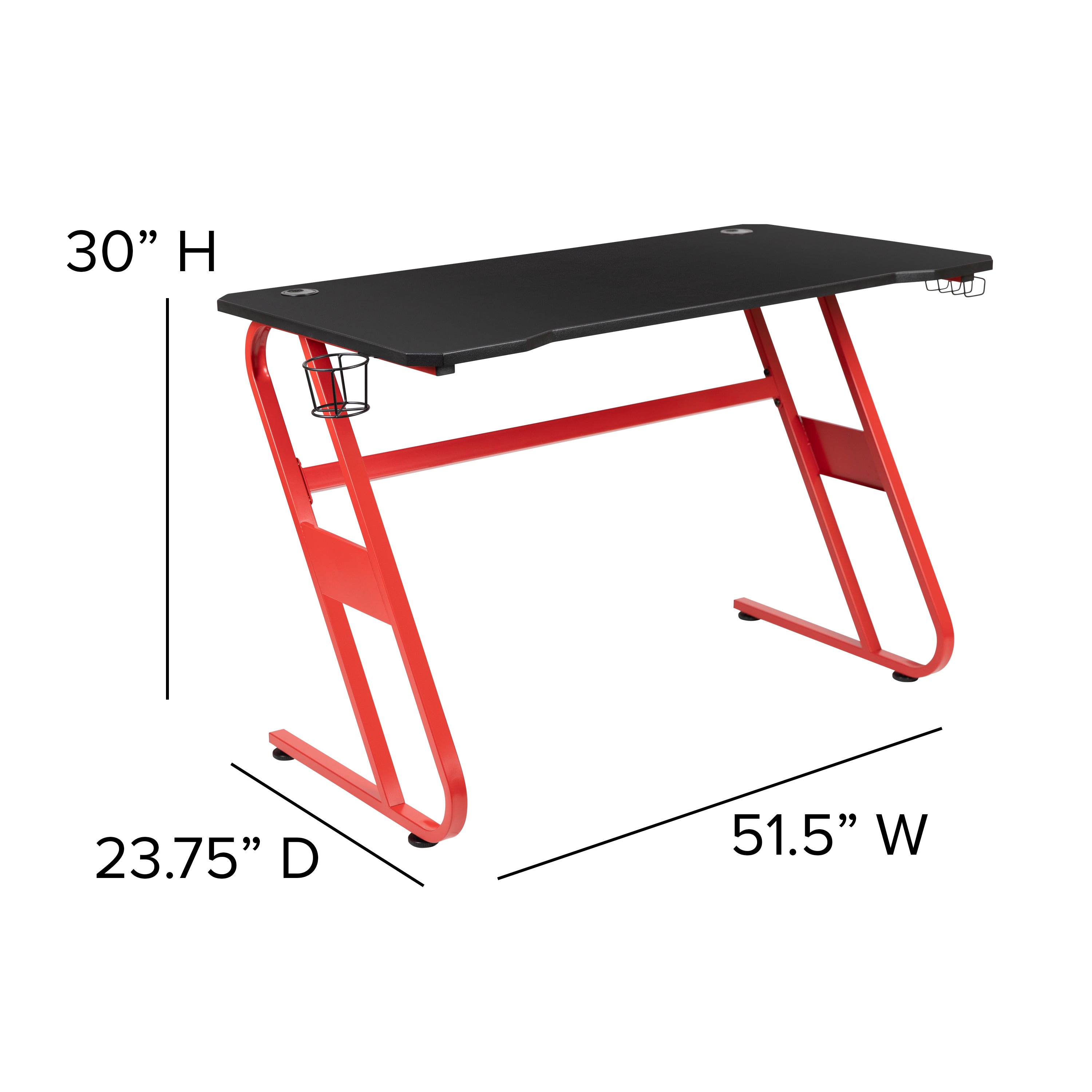 Gaming Desk with Cup Holder/Headphone Hook & Reclining Back/Arms Gaming Chair with Footrest
