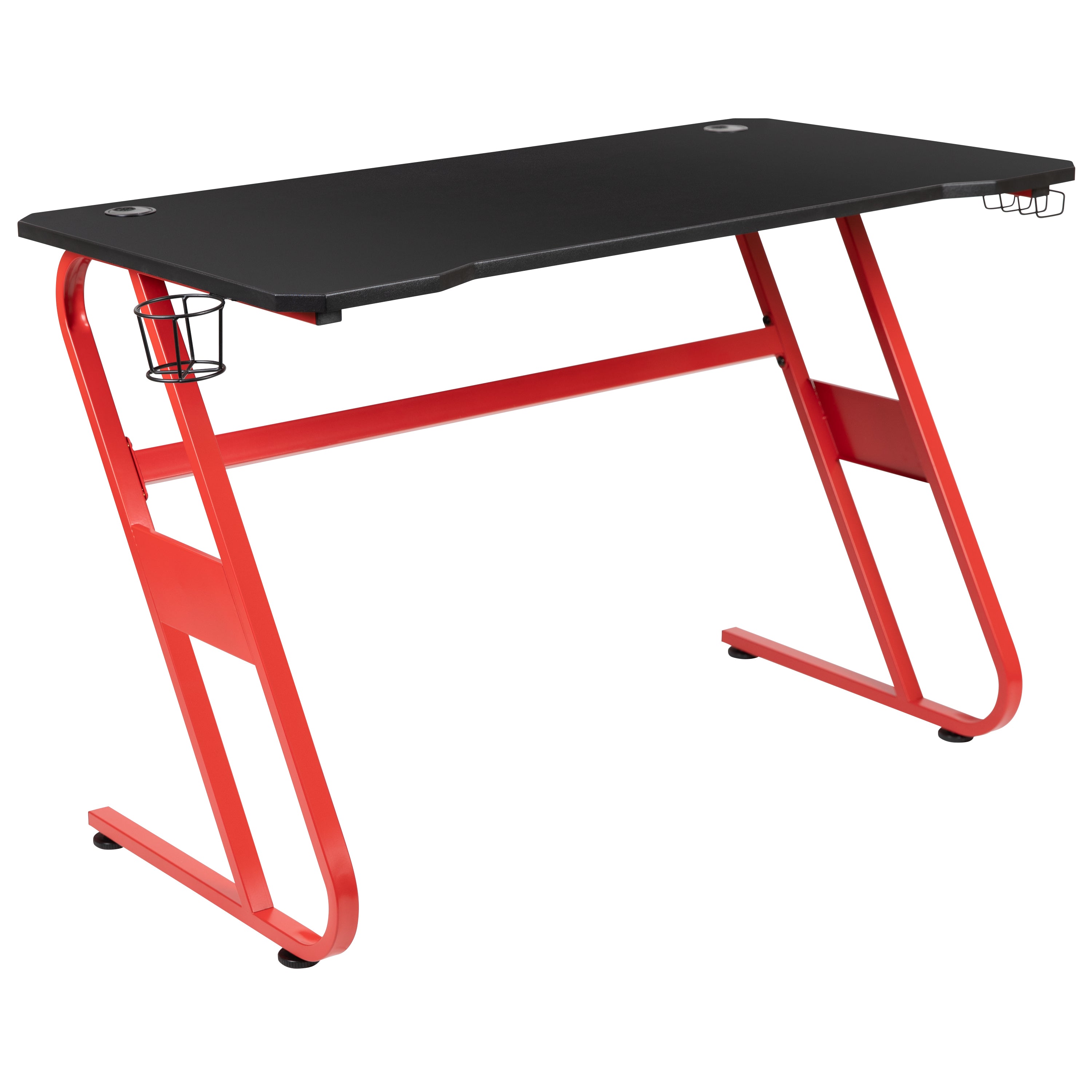 Gaming Desk with Cup Holder/Headphone Hook & Reclining Back/Arms Gaming Chair with Footrest