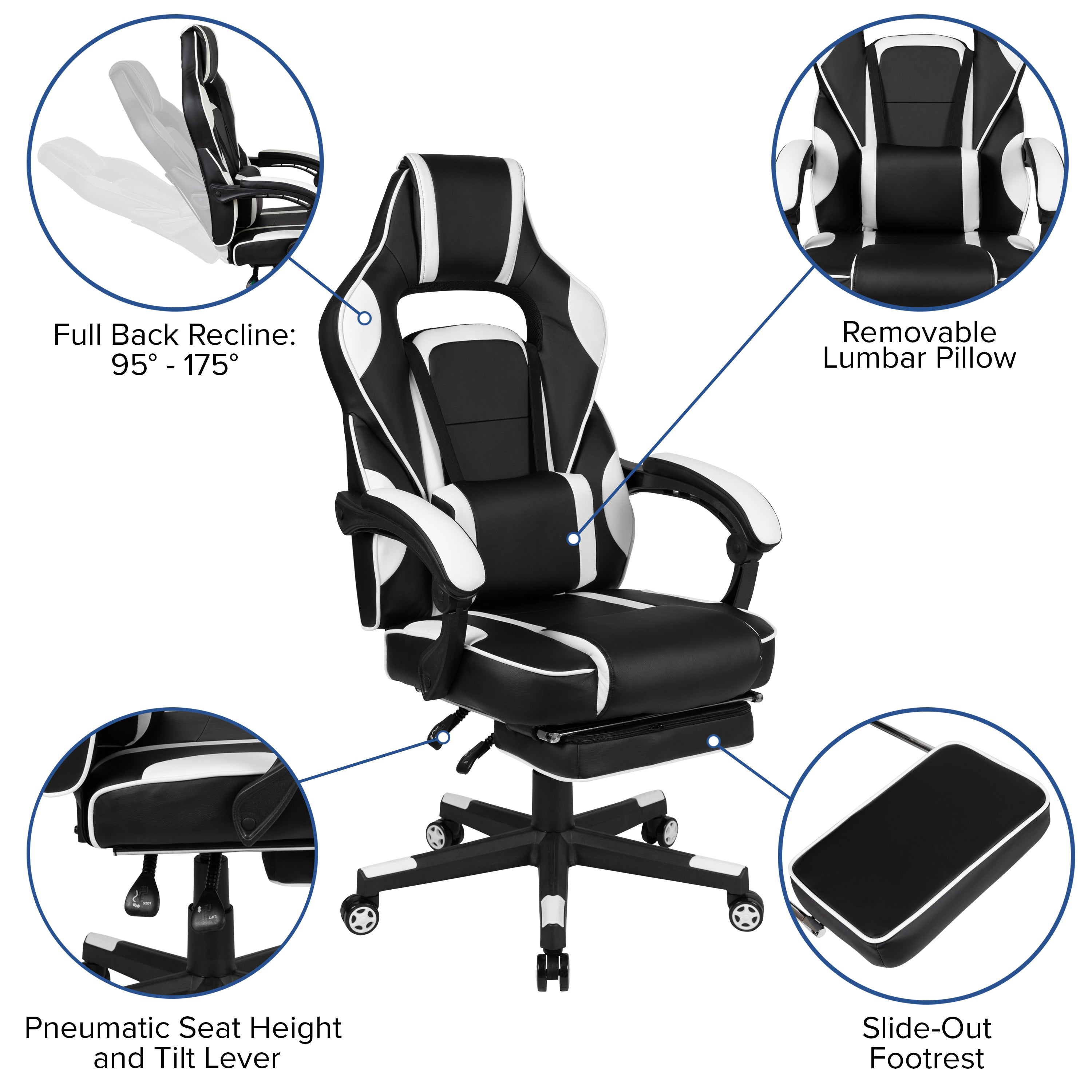 Gaming Desk with Cup Holder/Headphone Hook/Monitor Stand & Reclining Back/Arms Gaming Chair with Footrest-Gaming Bundle - Desk, Chair-Flash Furniture-Wall2Wall Furnishings