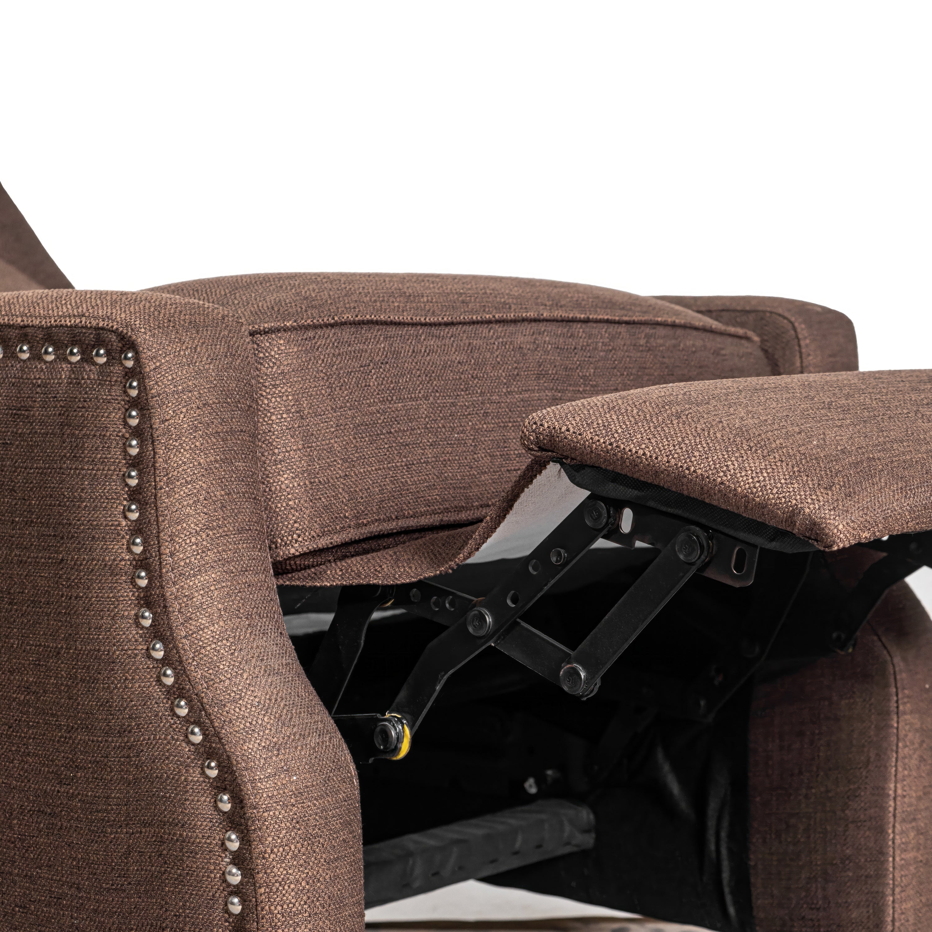 Prescott Traditional Style Slim Push Back Recliner Chair-Wingback Recliner with Polyester Fabric Upholstery-Accent Nail Trim