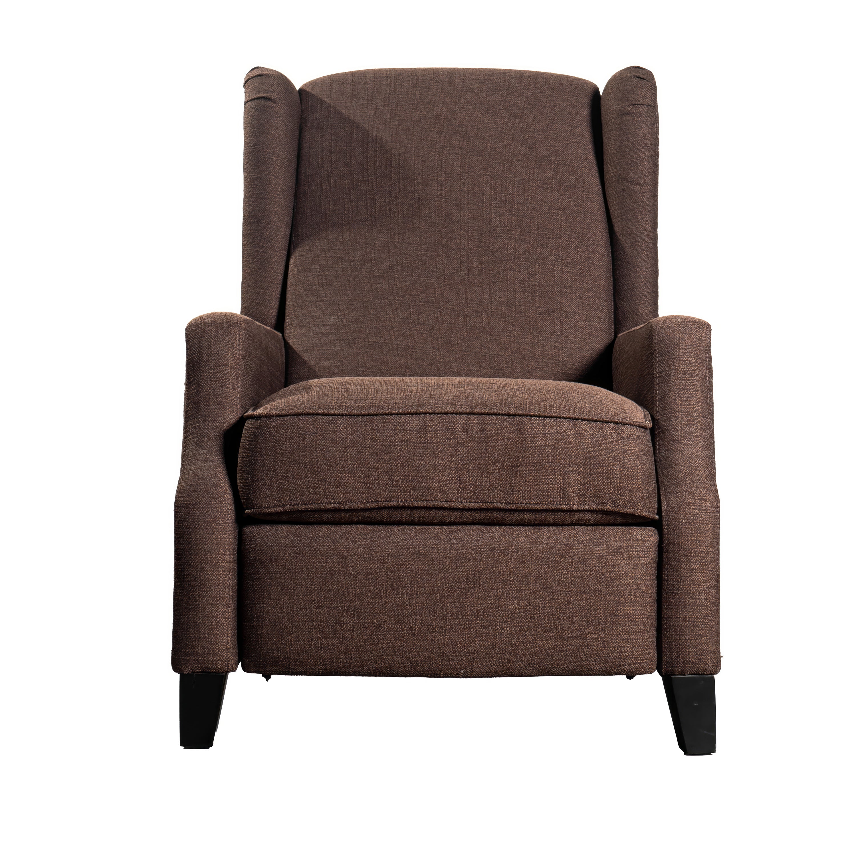 Prescott Traditional Style Slim Push Back Recliner Chair-Wingback Recliner with Polyester Fabric Upholstery-Accent Nail Trim