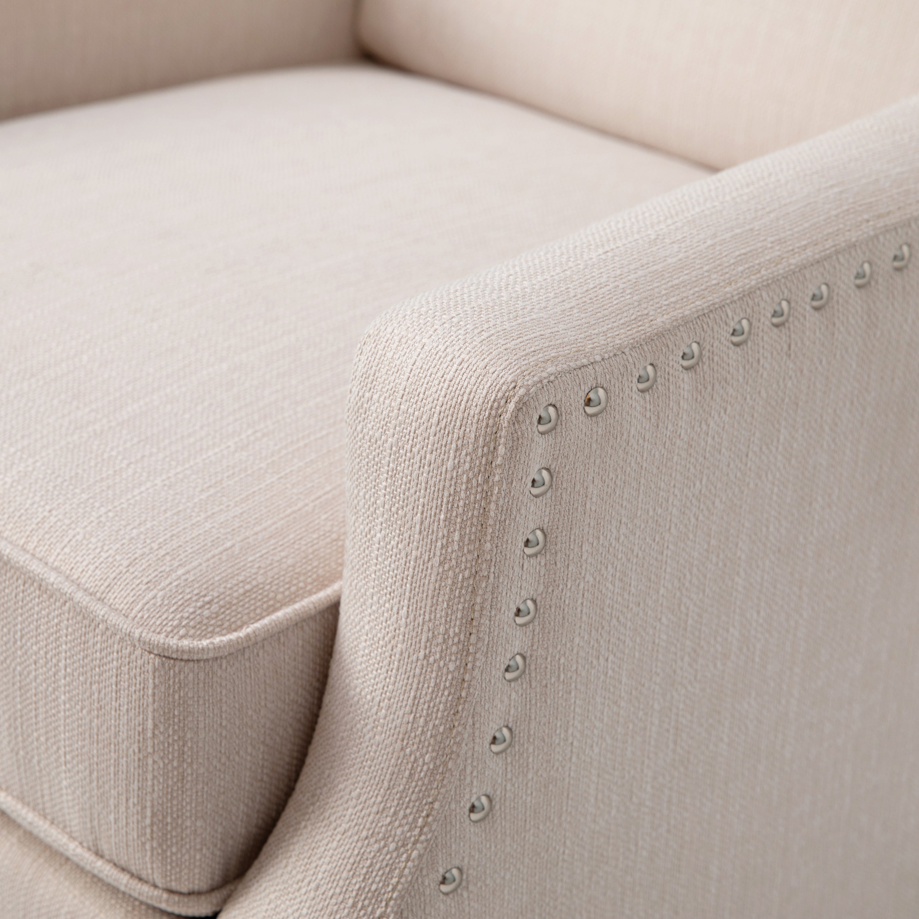 Prescott Traditional Style Slim Push Back Recliner Chair-Wingback Recliner with Polyester Fabric Upholstery-Accent Nail Trim