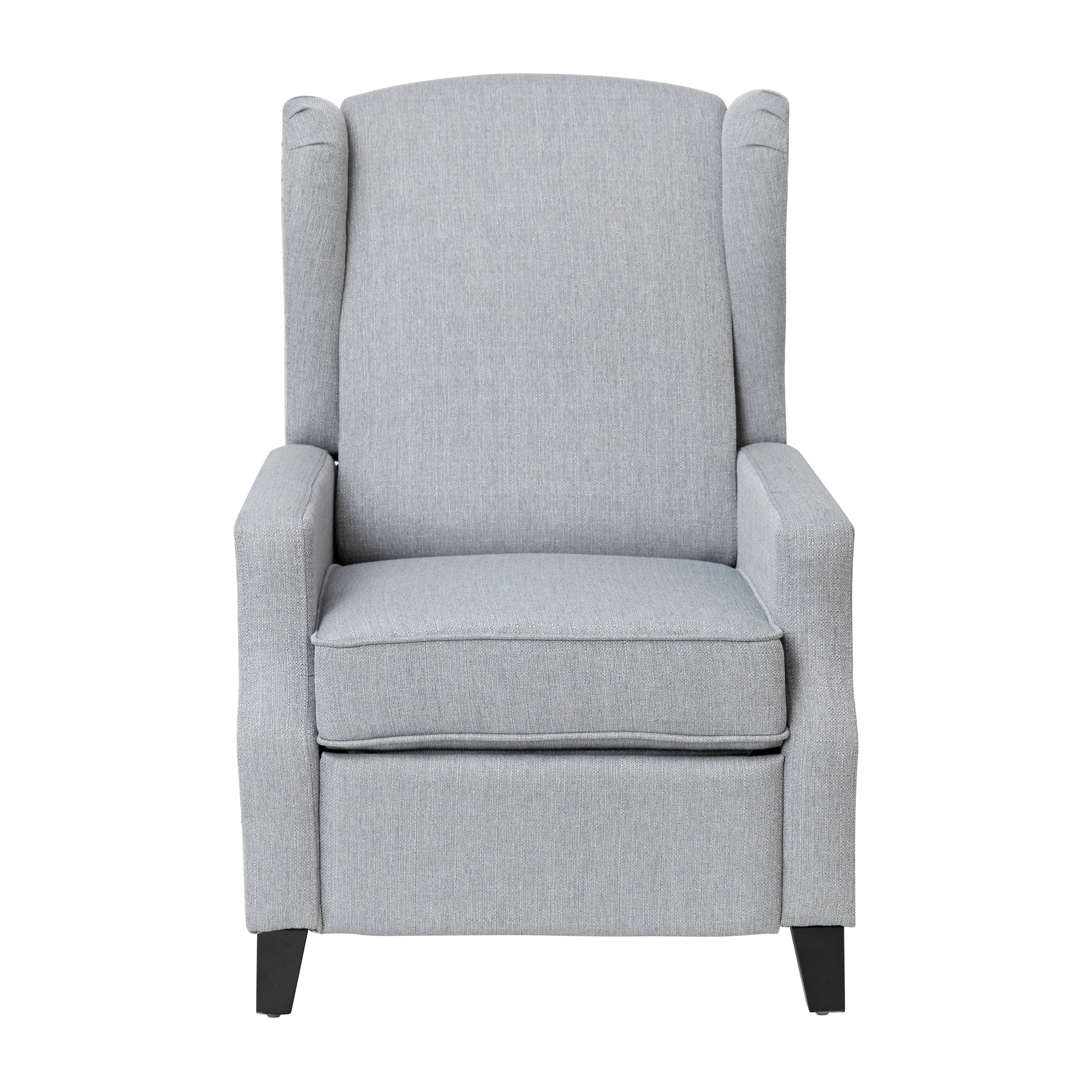 Prescott Traditional Style Slim Push Back Recliner Chair-Wingback Recliner with Polyester Fabric Upholstery-Accent Nail Trim-Push Back Recliners-Flash Furniture-Wall2Wall Furnishings
