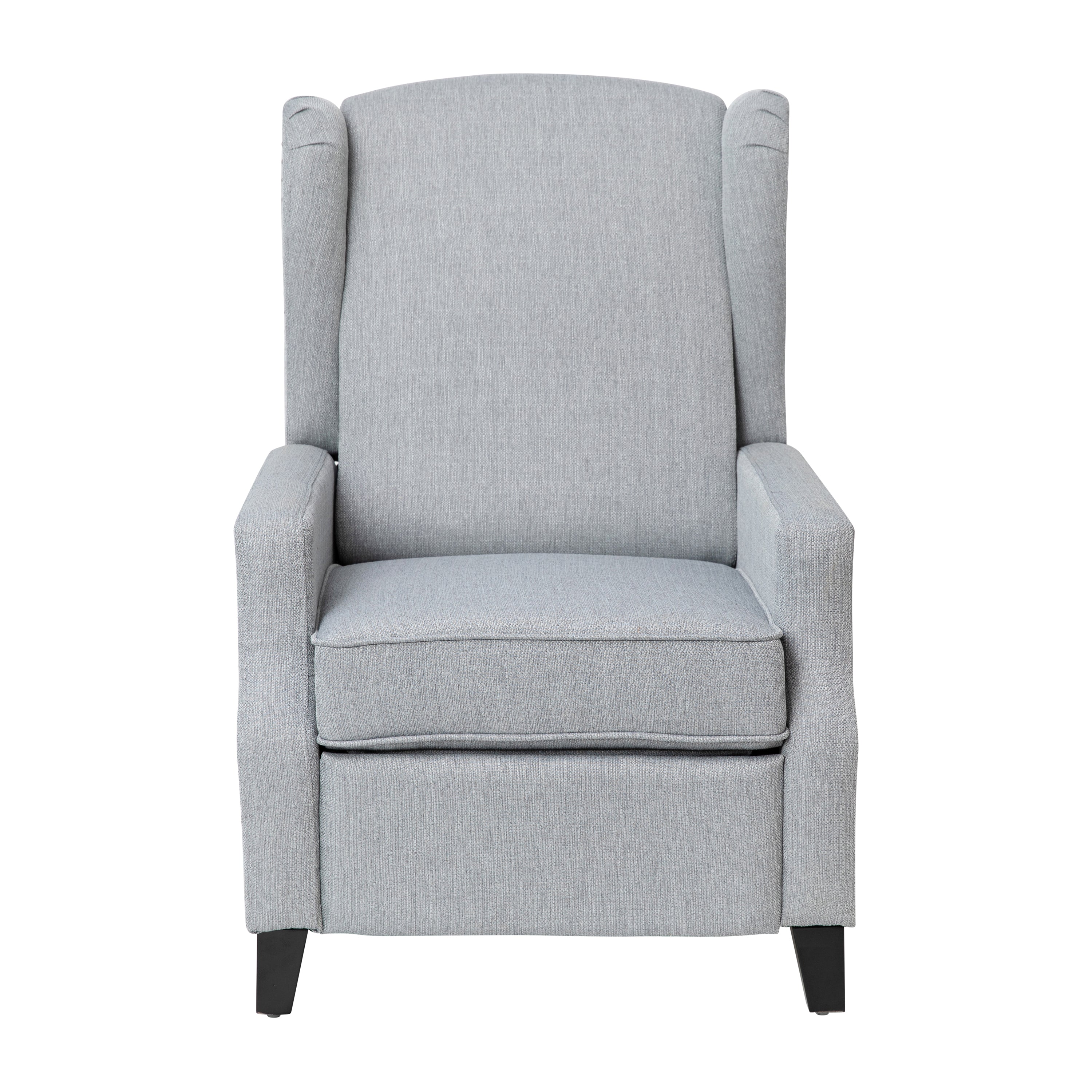 Prescott Traditional Style Slim Push Back Recliner Chair-Wingback Recliner with Polyester Fabric Upholstery-Accent Nail Trim