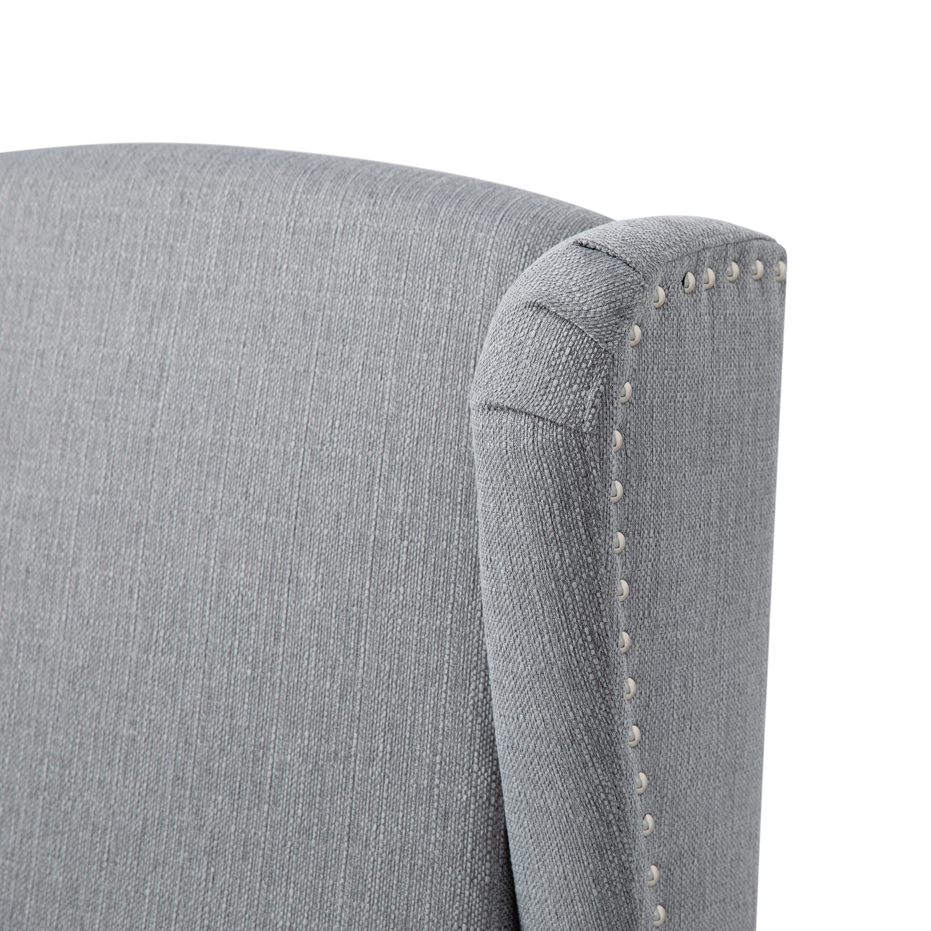 Prescott Traditional Style Slim Push Back Recliner Chair-Wingback Recliner with Polyester Fabric Upholstery-Accent Nail Trim