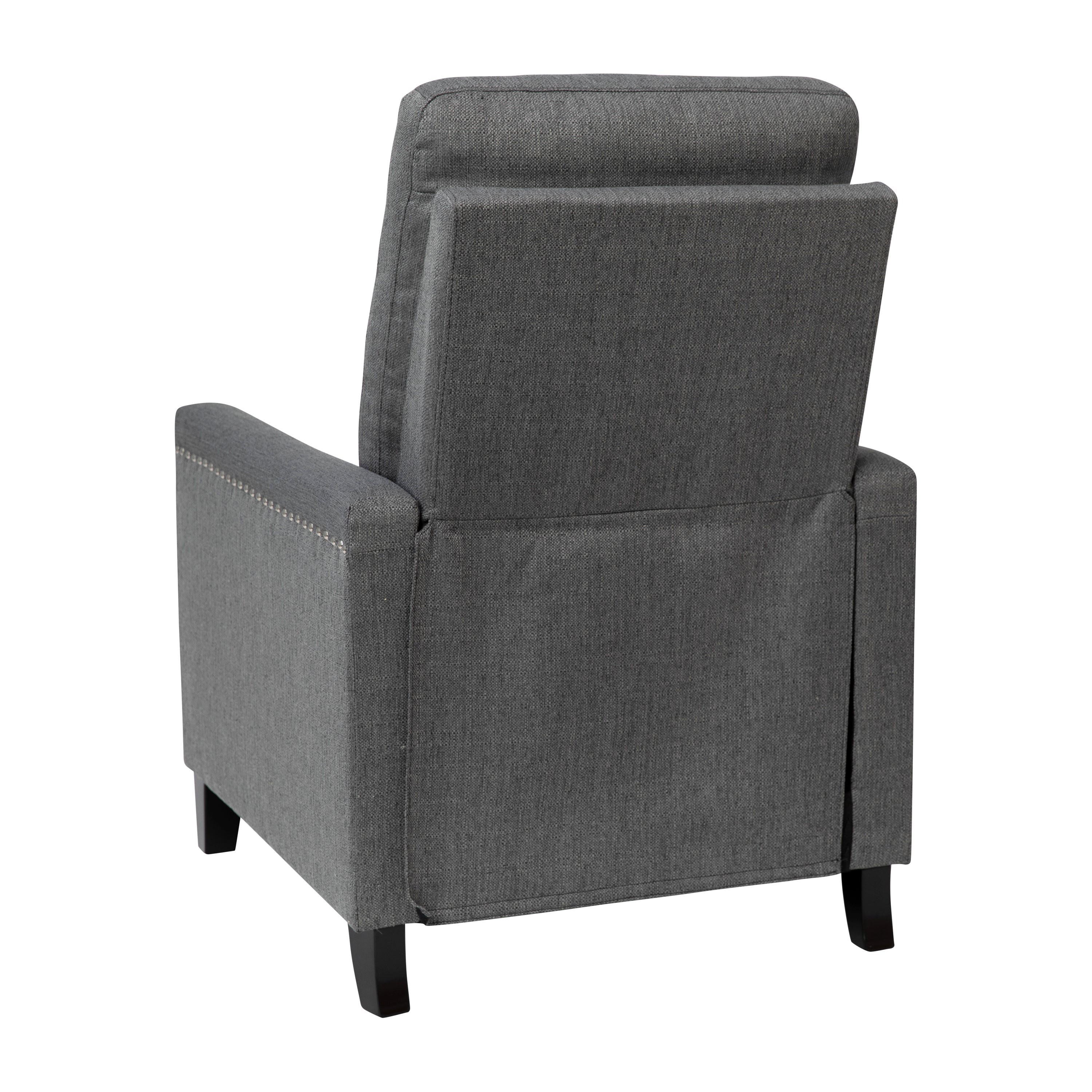 Carson Transitional Style Push Back Recliner Chair - Pillow Back Recliner - Polyester Fabric Upholstery - Accent Nail Trim