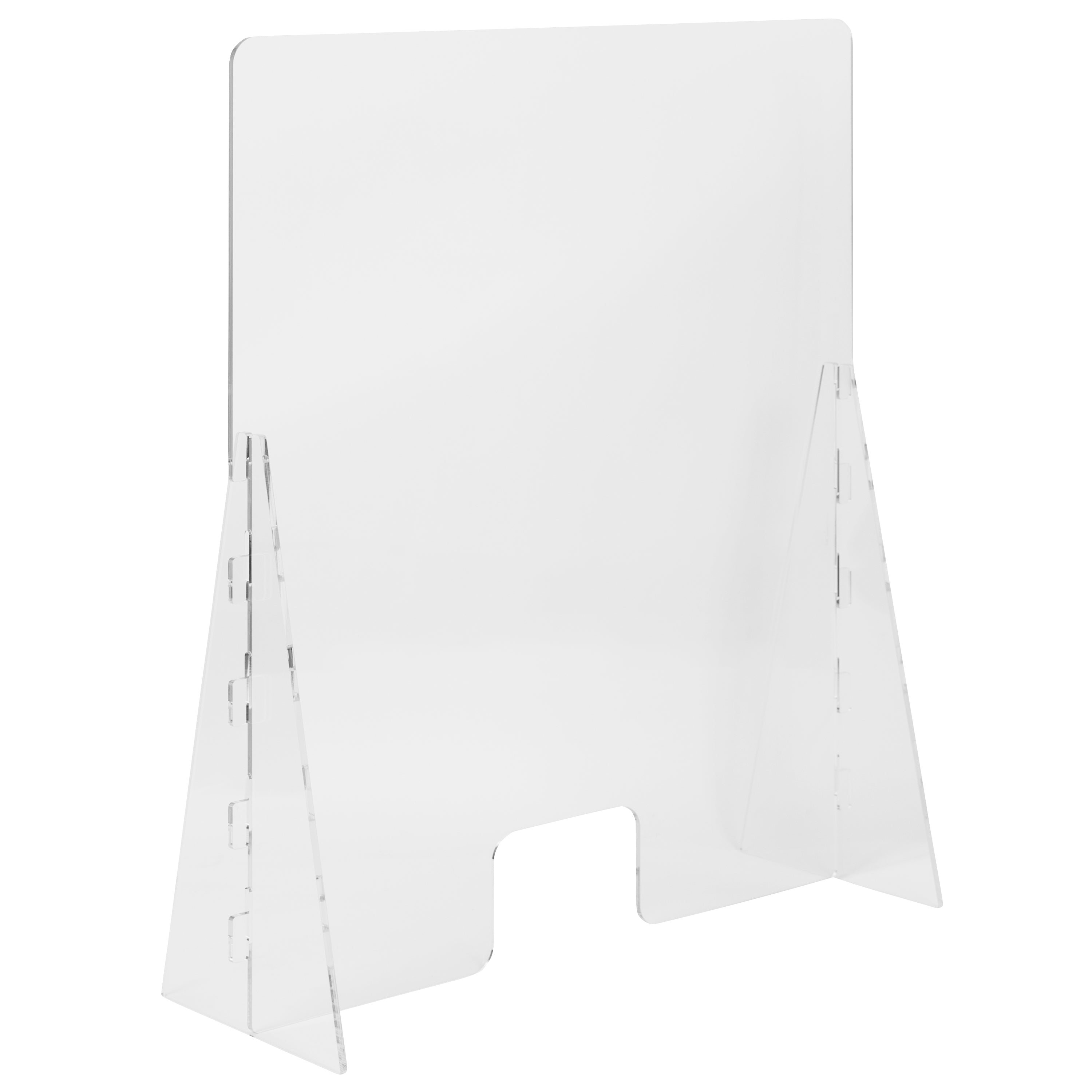 Acrylic Free-Standing Register Shield / Sneeze Guard with Pass-Through Opening-Free-Standing Restaurant Partitions-Flash Furniture-Wall2Wall Furnishings