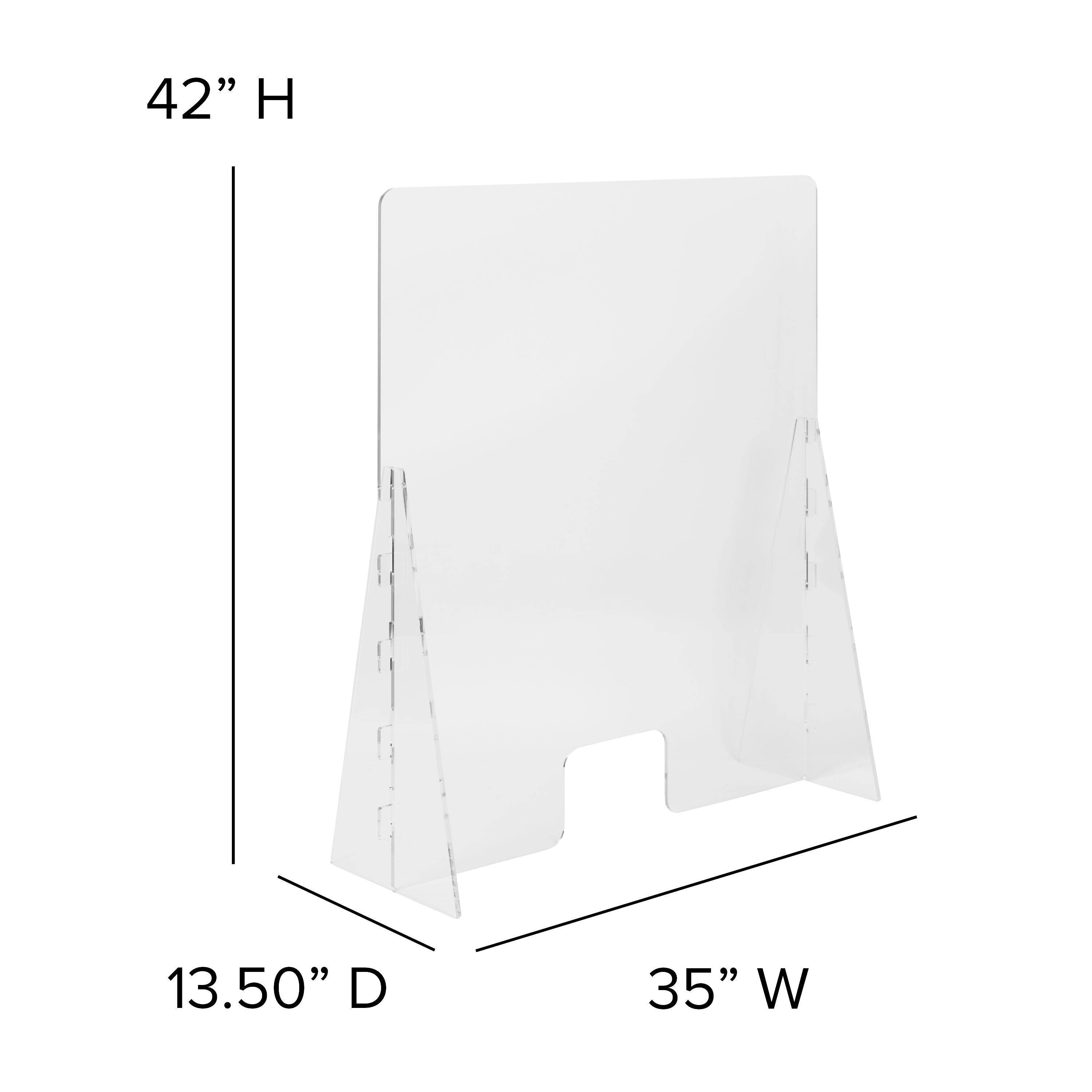 Acrylic Free-Standing Register Shield / Sneeze Guard with Pass-Through Opening-Free-Standing Restaurant Partitions-Flash Furniture-Wall2Wall Furnishings