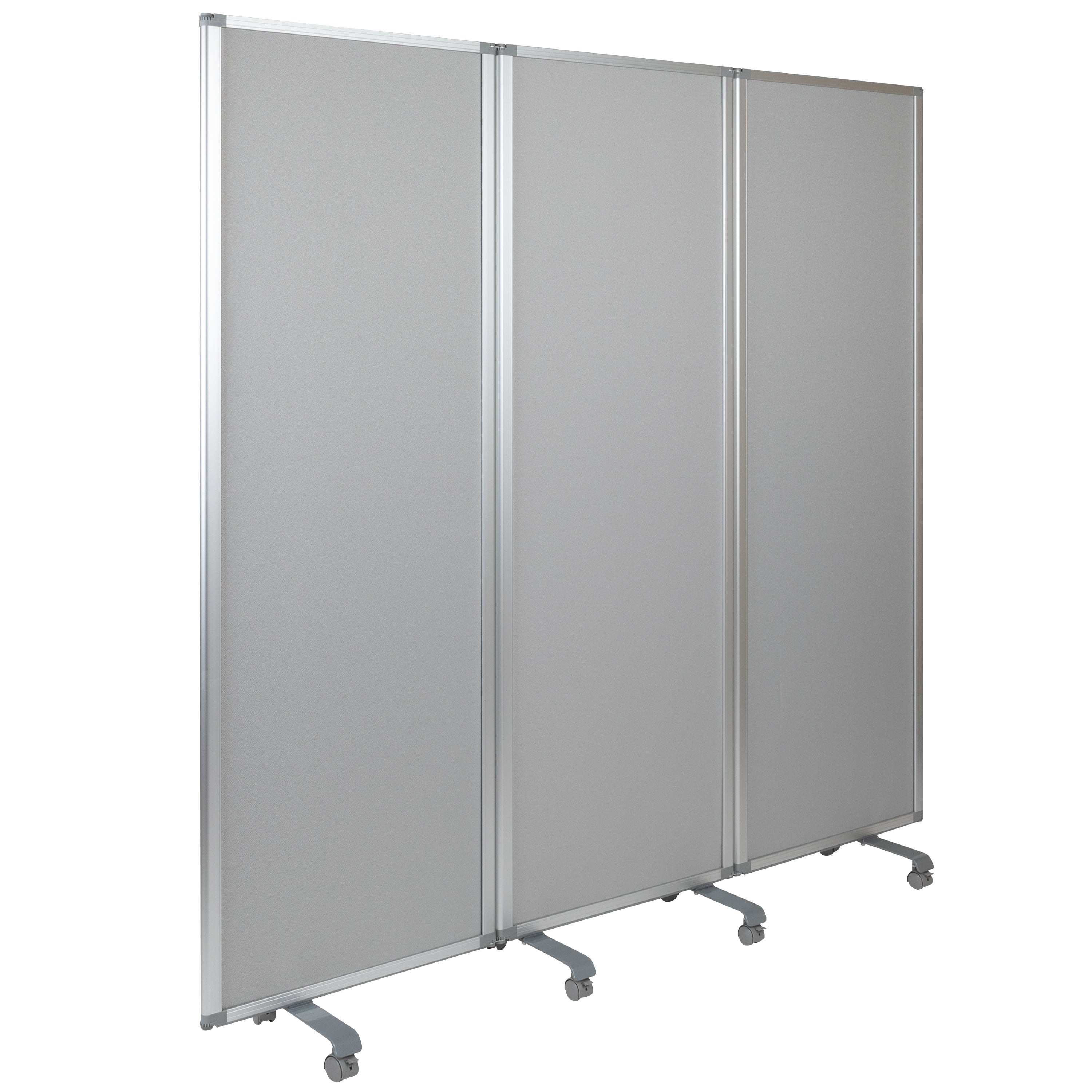 Double Sided Mobile Magnetic Whiteboard/Cloth Partition with Lockable Casters, 72"H x 24"W (3 sections included)-Mobile Whiteboard Partitions-Flash Furniture-Wall2Wall Furnishings