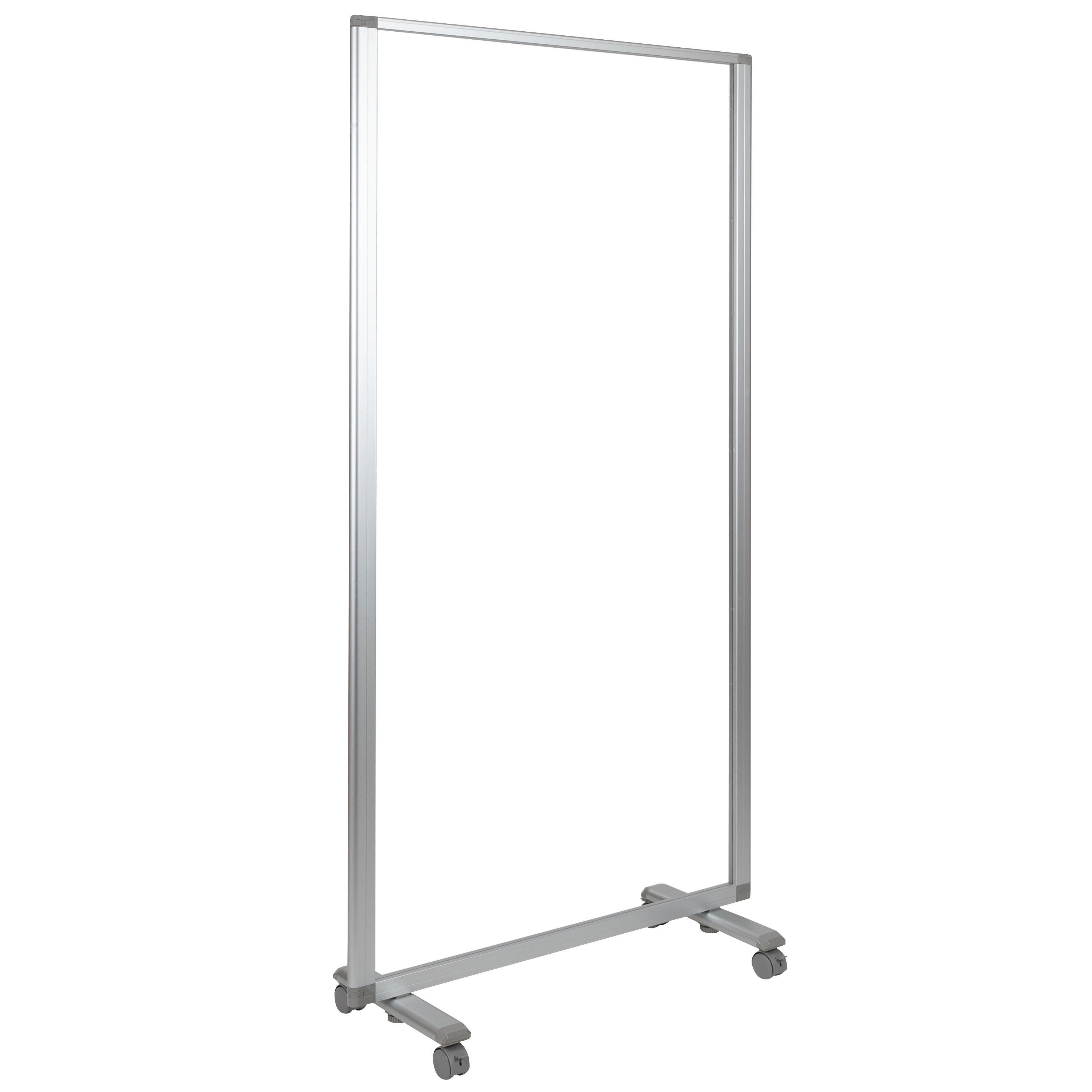 Transparent Acrylic Mobile Partition with Lockable Casters-Mobile Acrylic Partitions-Flash Furniture-Wall2Wall Furnishings
