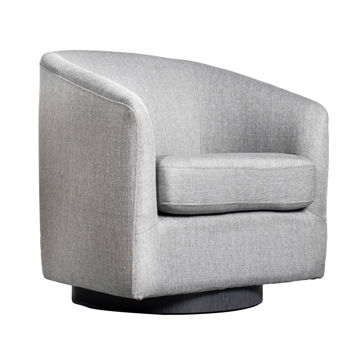 Landon Club Style Commercial Barrel Accent Armchair with 360 Degree Swivel Metal Base and Sloped Armrests