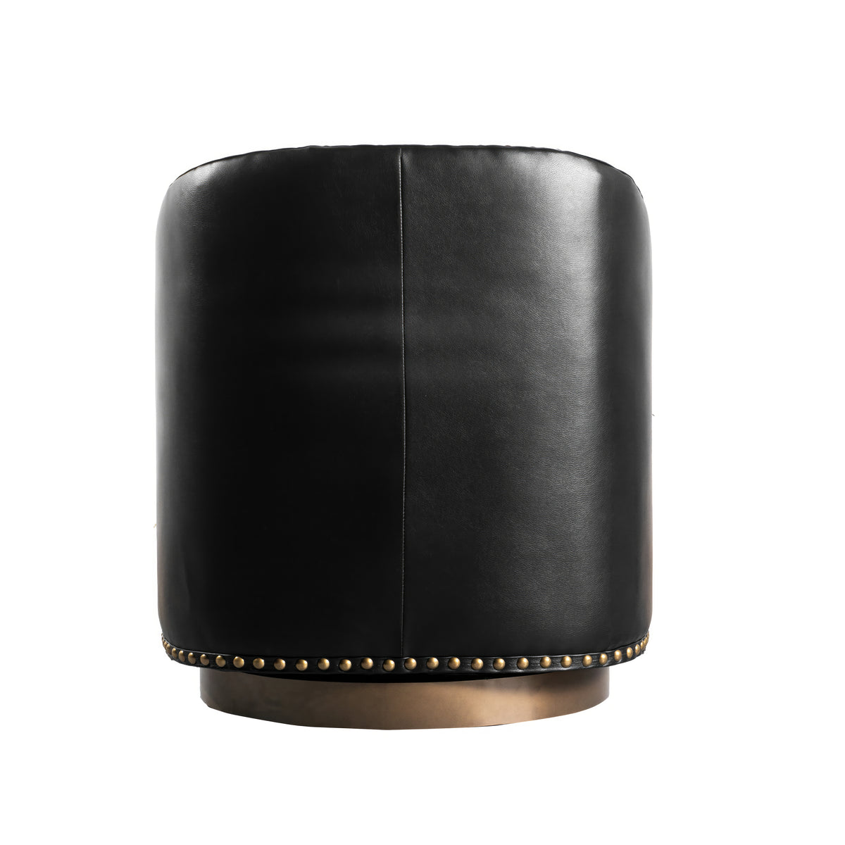 Myles Club Style Commercial Barrel Accent Armchair with 360° Swivel Metal Base and Upholstery with Decorative Nail Head Trim