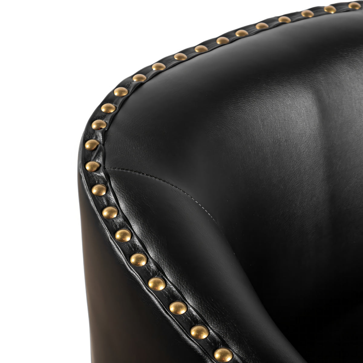 Myles Club Style Commercial Barrel Accent Armchair with 360° Swivel Metal Base and Upholstery with Decorative Nail Head Trim