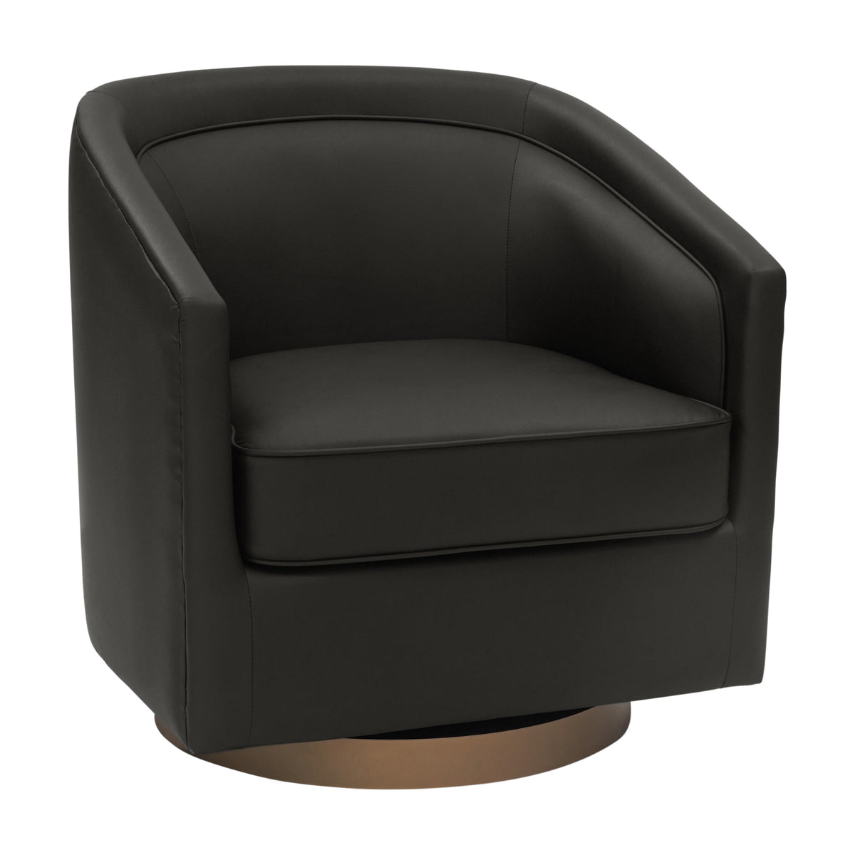 Dean Club Style Commercial Barrel Accent Armchair with 360 Degree Swivel Metal Base and Sloped Armrests