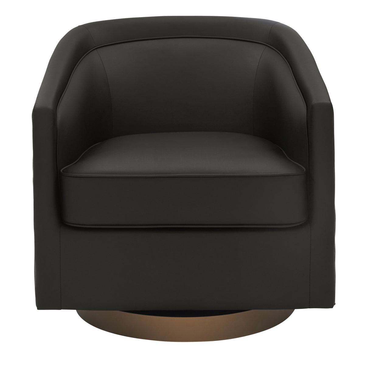 Dean Club Style Commercial Barrel Accent Armchair with 360 Degree Swivel Metal Base and Sloped Armrests