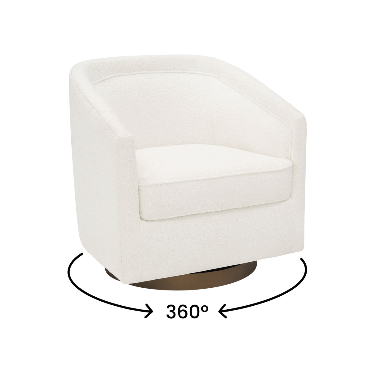Dean Club Style Commercial Barrel Accent Armchair with 360 Degree Swivel Metal Base and Sloped Armrests