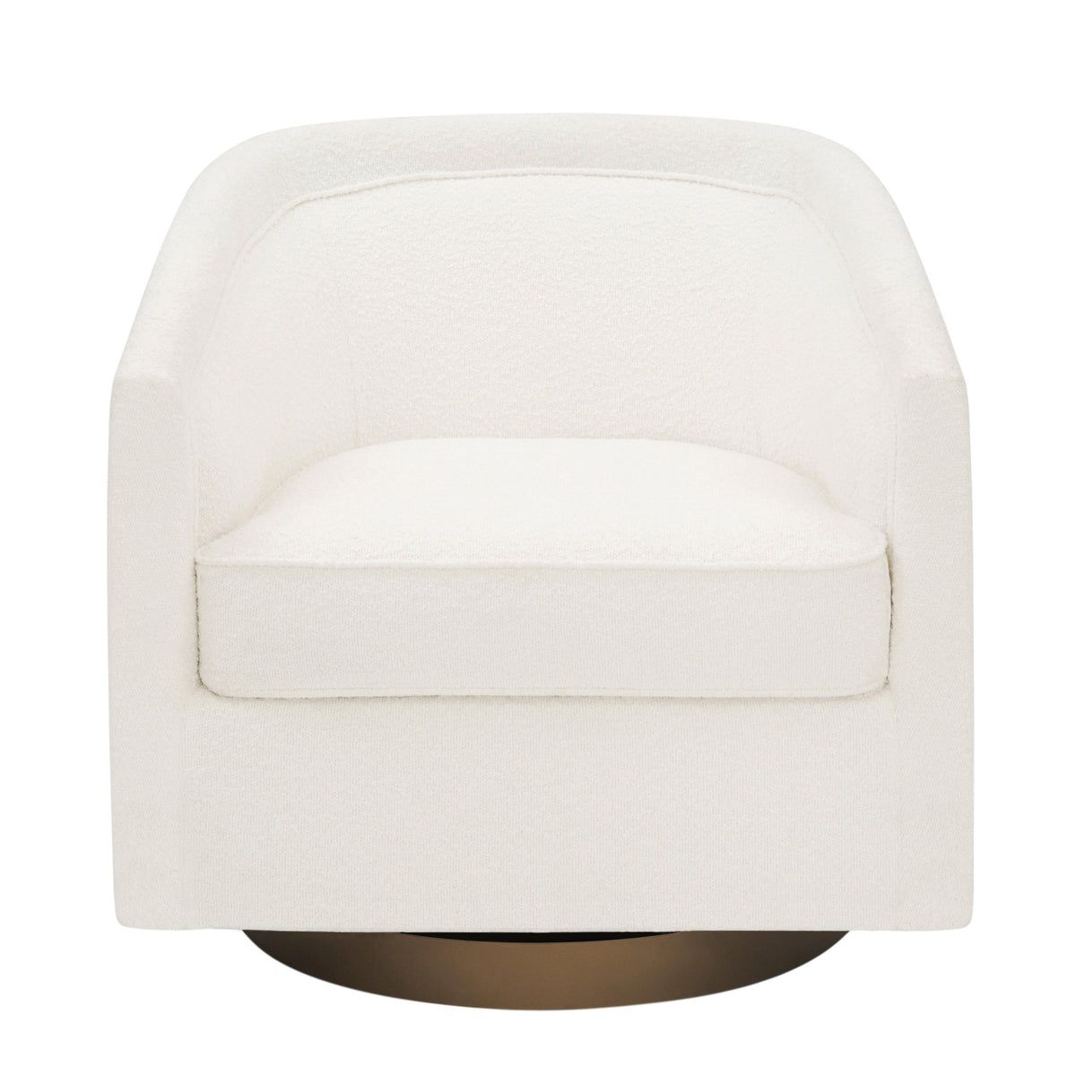Dean Club Style Commercial Barrel Accent Armchair with 360 Degree Swivel Metal Base and Sloped Armrests