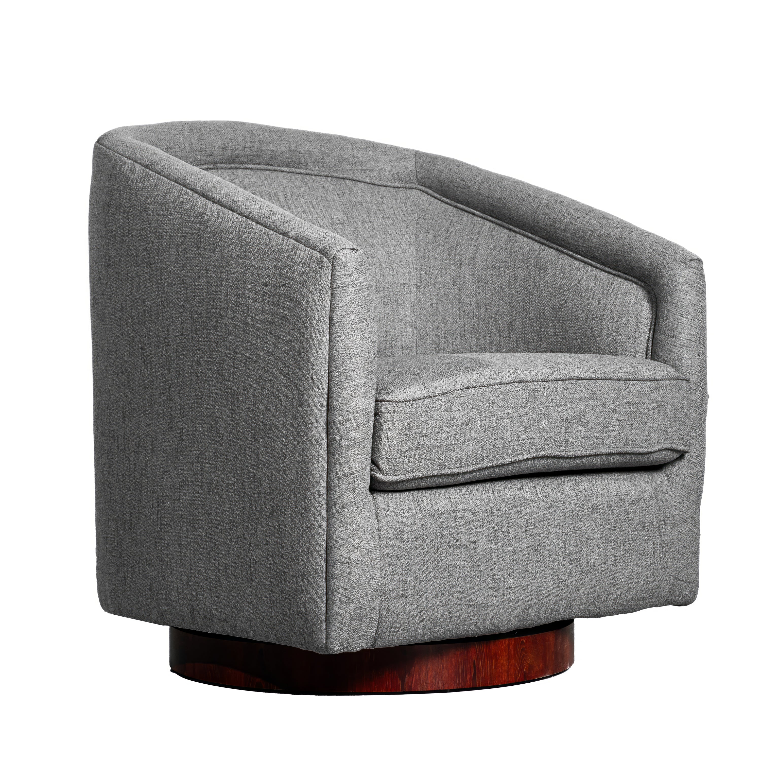 Dean Club Style Commercial Barrel Accent Armchair with 360 Degree Swivel Metal Base and Sloped Armrests-Swivel Chair-Flash Furniture-Wall2Wall Furnishings